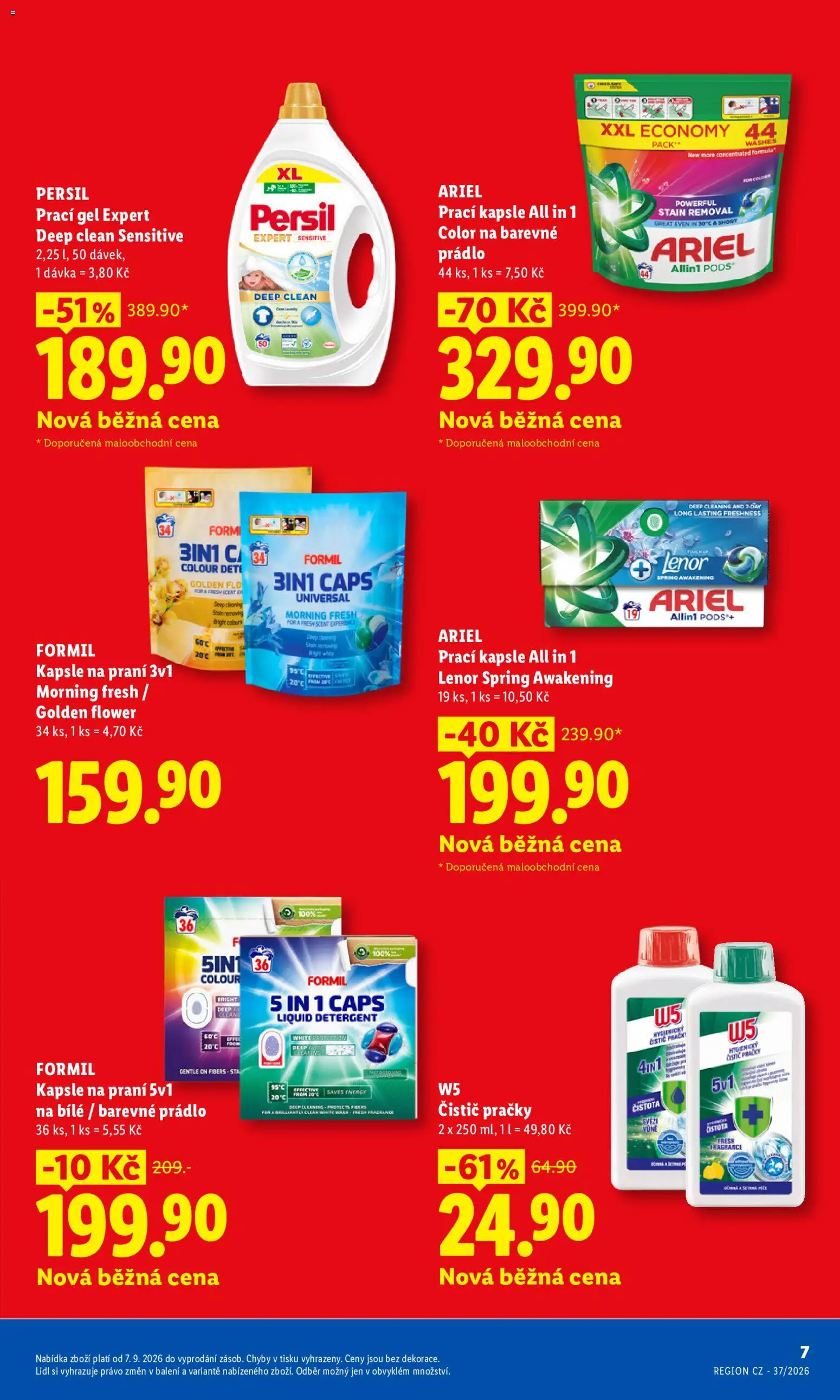 Lidl leták - Pro čistou domácnost máme všechno od 07.09.2026 | Strana: 7 | Produkty: Lenor, Ariel, Prací kapsle, Kapsle na praní