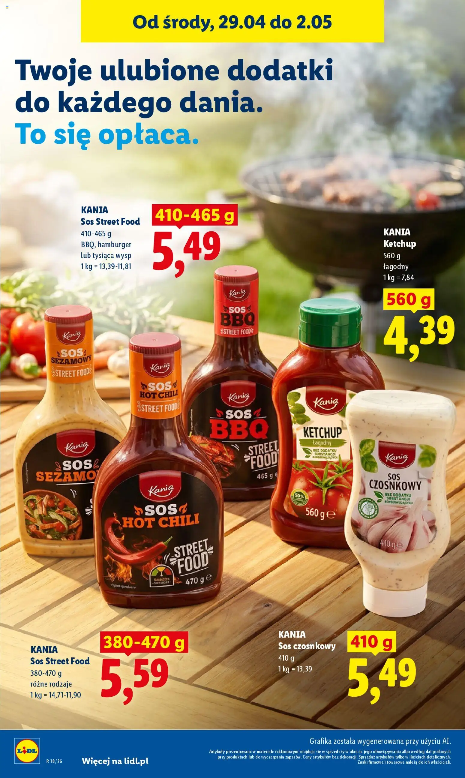Lidl gazetka od 29.04.2026 | Strona: 88 | Produkty: Chili, Ketchup, Sos czosnkowy, Hamburger