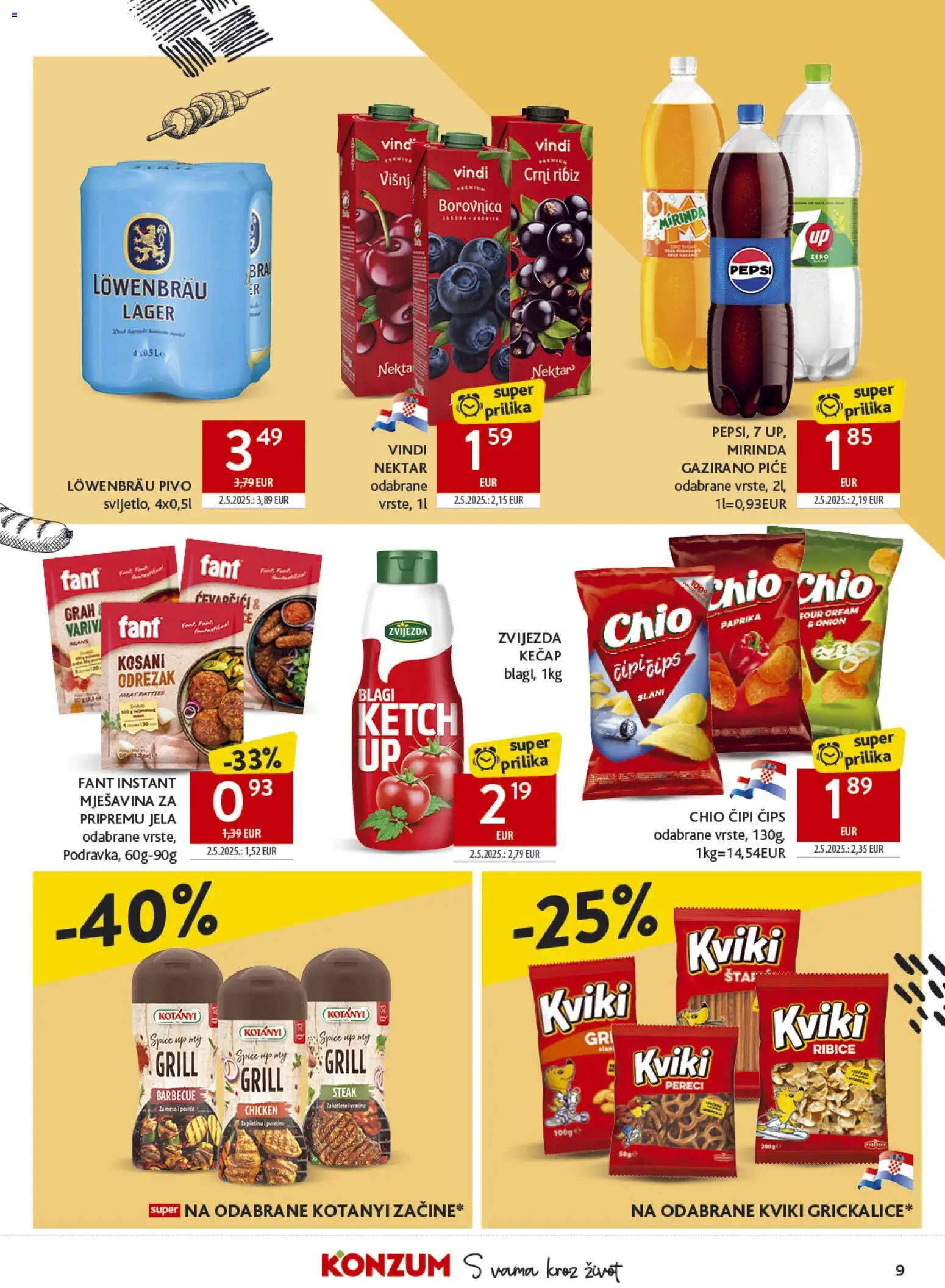 Konzum katalog | vrijedi od 13.05.2026 | Stranica: 9 | Proizvodi: Pepsi, Grah, Čips, Borovnica