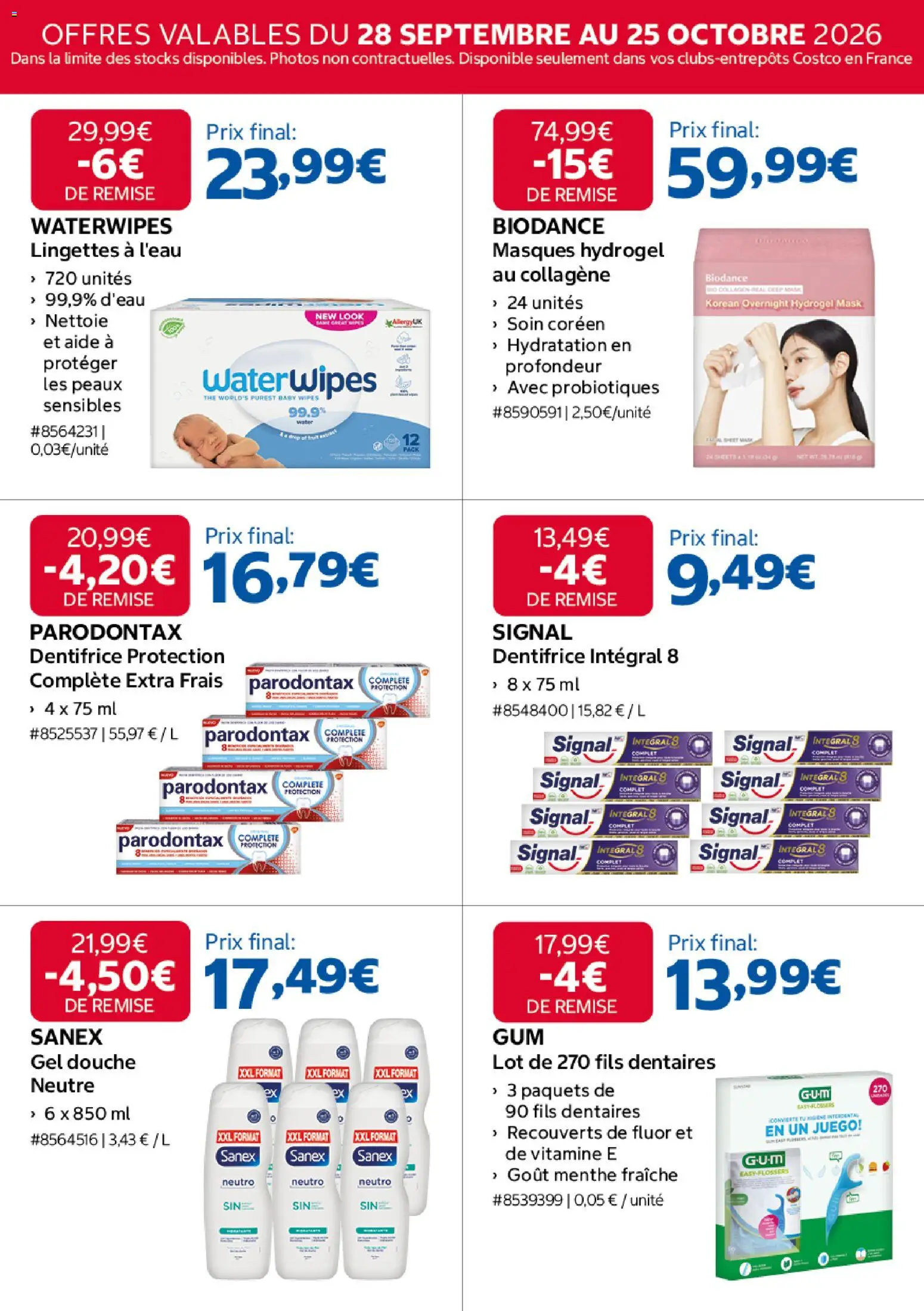 {H1} | Page: 16 | Produits: Gel douche, Dentifrice, Douche, Thé