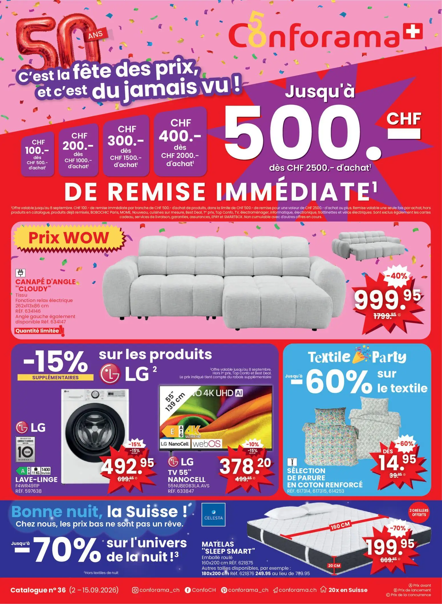 Conforama aktionen FR Nr 36 – gültig ab 02.09.2026 | Seite: 1 | Produkte: TV, Top, LG