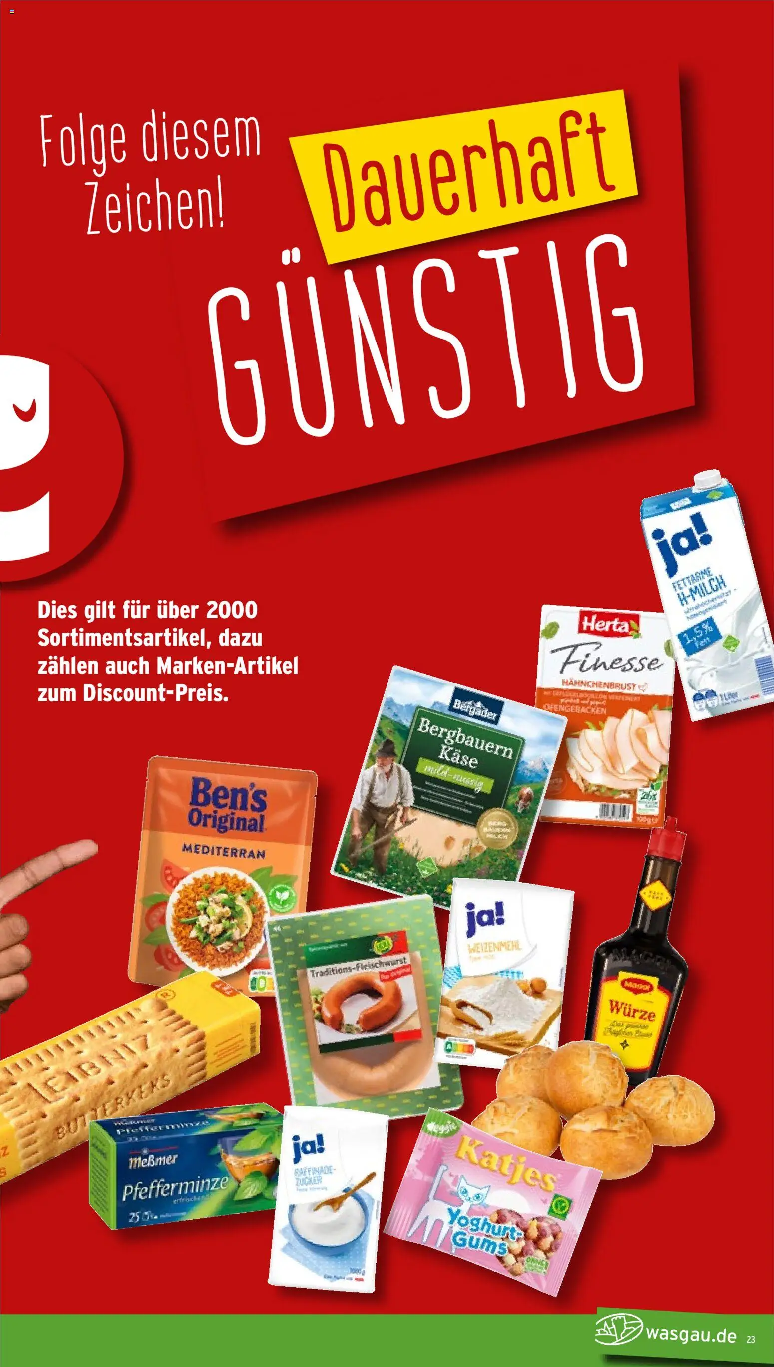 Wasgau Prospekt – gültig ab 24.08.2026 | Seite: 23 | Produkte: Messmer, Katjes, Herta finesse, Hahnchenbrust