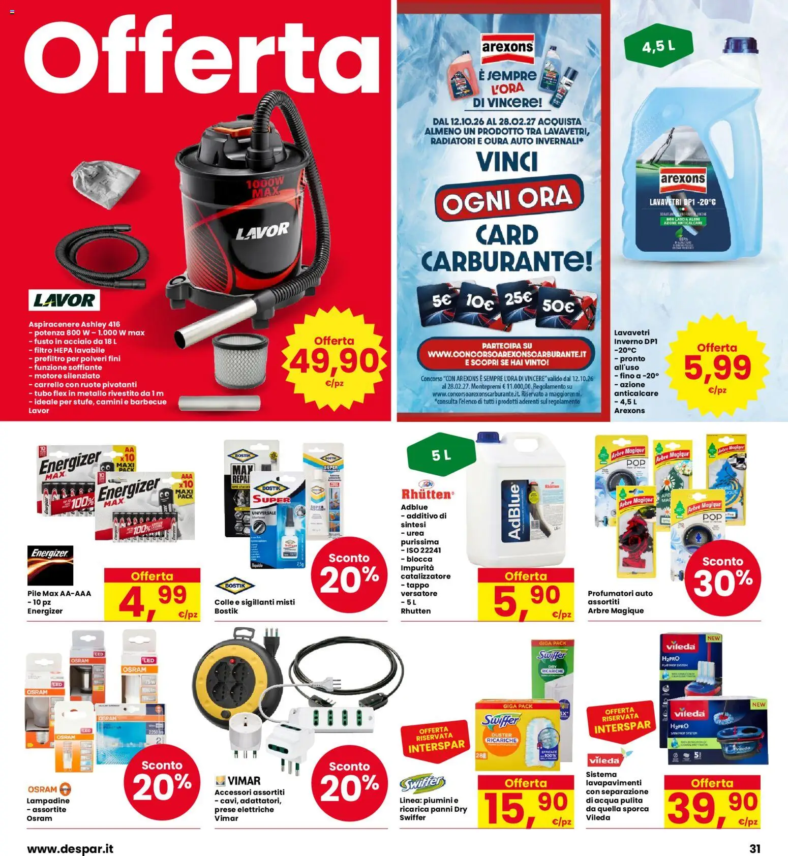 Volantino Eurospar del 22/10/2026 | Pagina: 31 | Prodotti: Anticalcare, Lavavetri, Panni, Lampadine