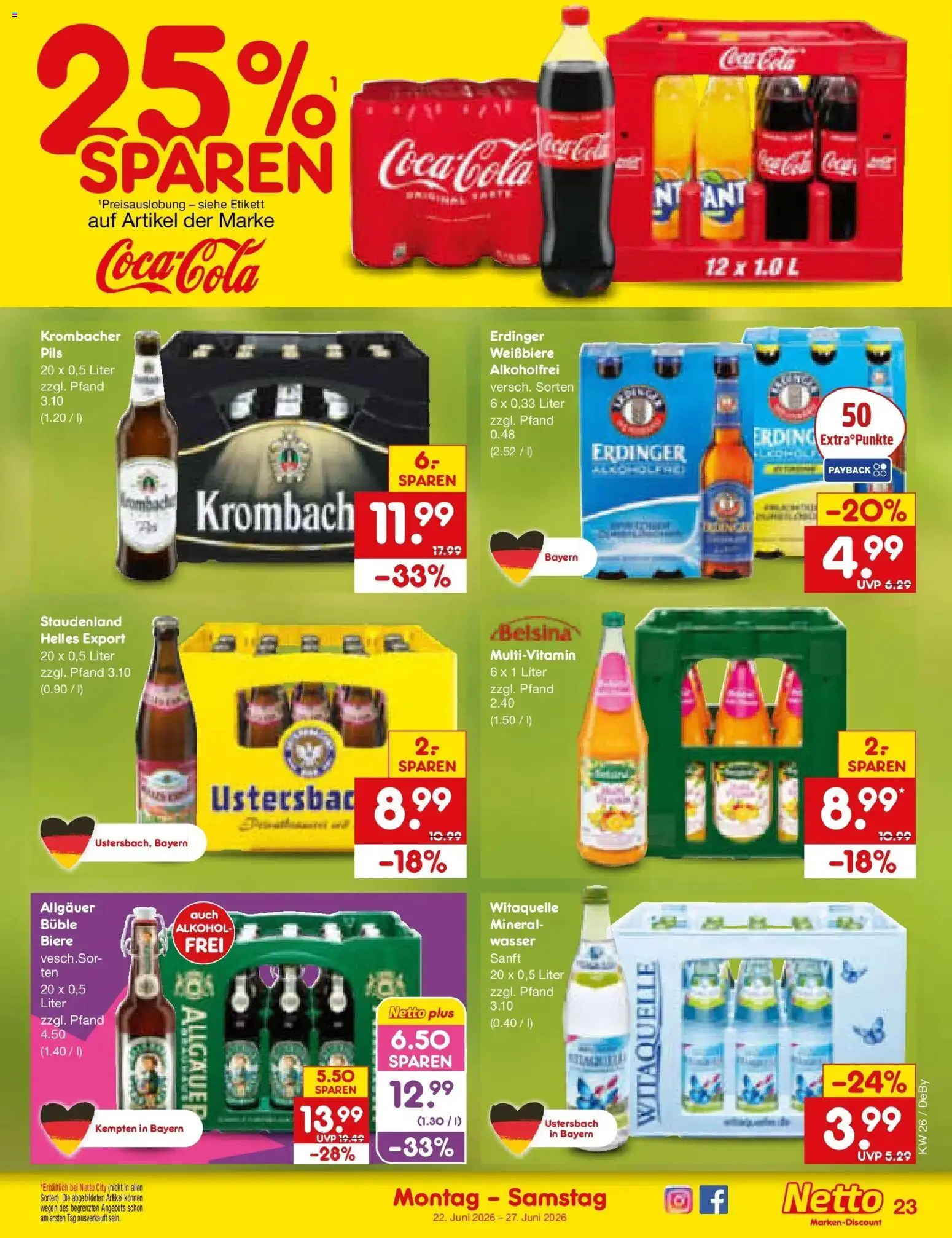Netto Marken-Discount Prospekt Buttenwiesen – gültig ab 21.06.2026 | Seite: 35 | Produkte: Erdinger, Cola, Wasser, Krombacher