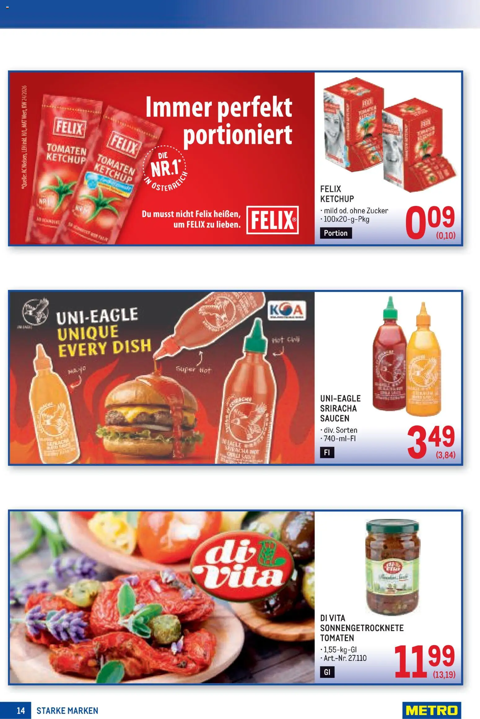 Metro angebote Starke Marken mp23 gültig ab 29.10.2026 | Seite: 14 | Produkte: Ketchup, Zucker, Tomaten