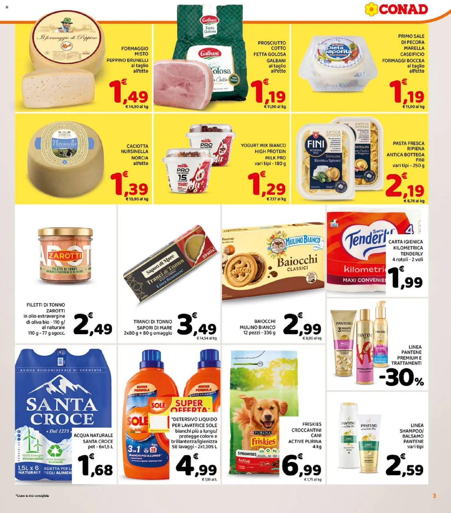 Volantino Conad del 08/07/2026 | Pagina: 3 | Prodotti: Prosciutto Cotto, Acqua, Sale, Prosciutto