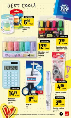 Pogląd oferty "POLOmarket gazetka - Back to school" - ważna od 24.07.2026 | Strona: 7 | Produkty: Kalkulator, Temperówka, Korektor