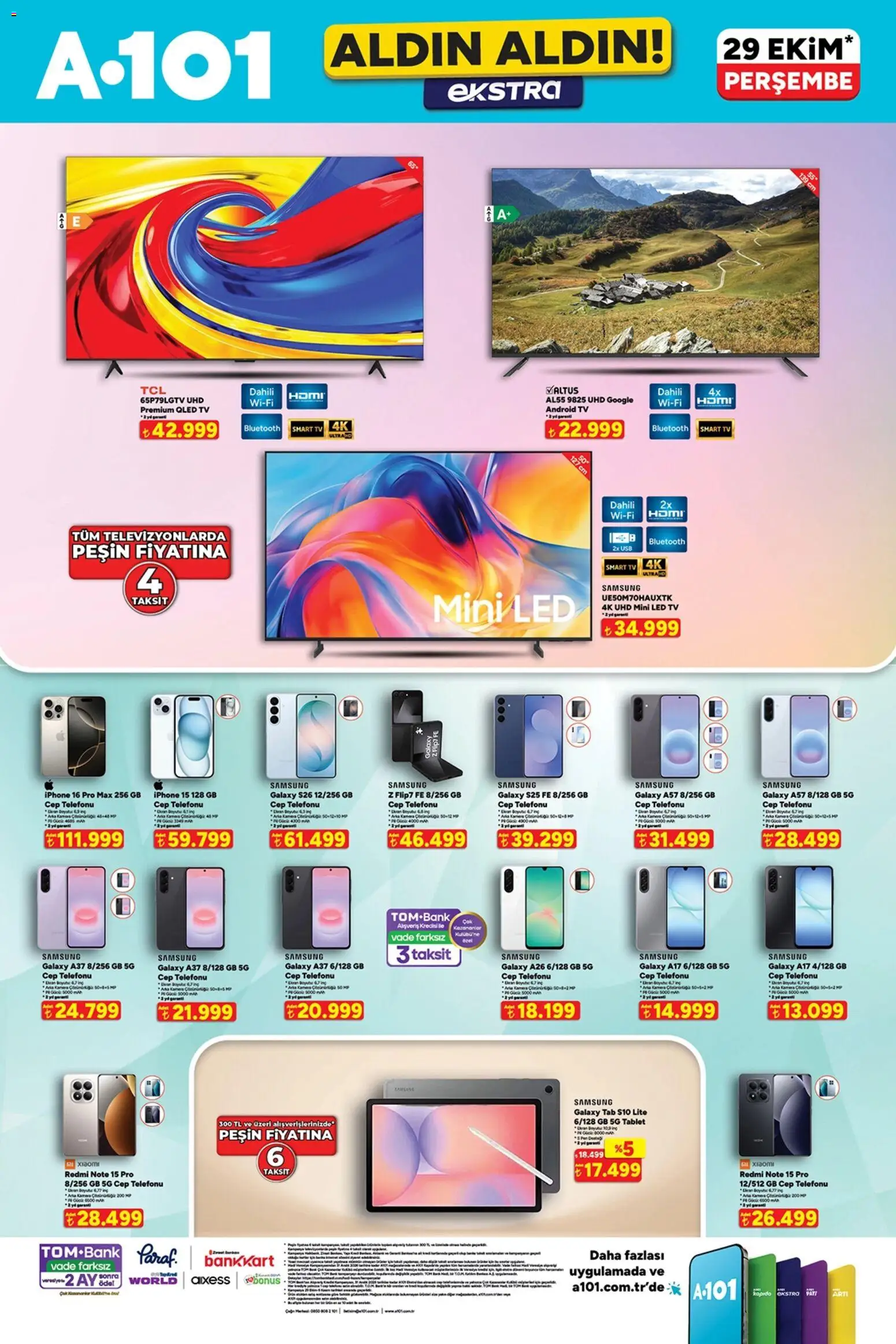 A101 - Katalog Aldın Aldın Ekstra - 29 Ekim 2026 tarihinden itibaren geçerlidir | Sayfa: 1 | Ürünler: TV, Iphone, Tablet, USB