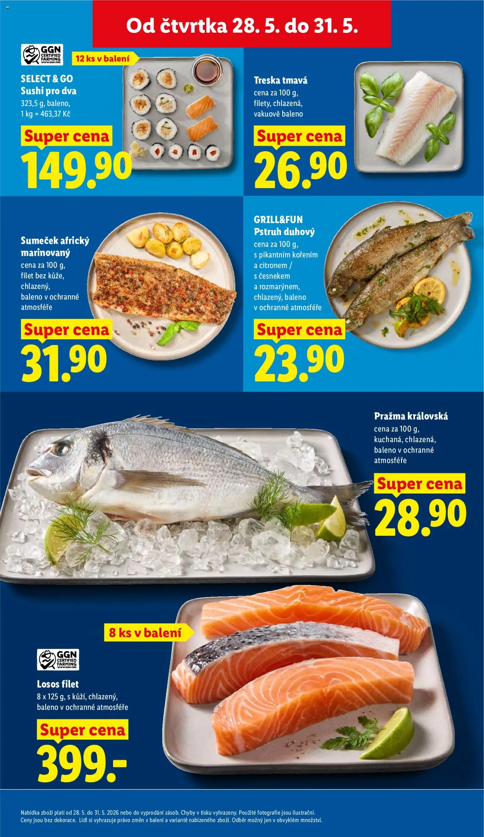 Lidl leták od 28.05.2026 | Strana: 13 | Produkty: Treska, Pražma, Losos, Sushi