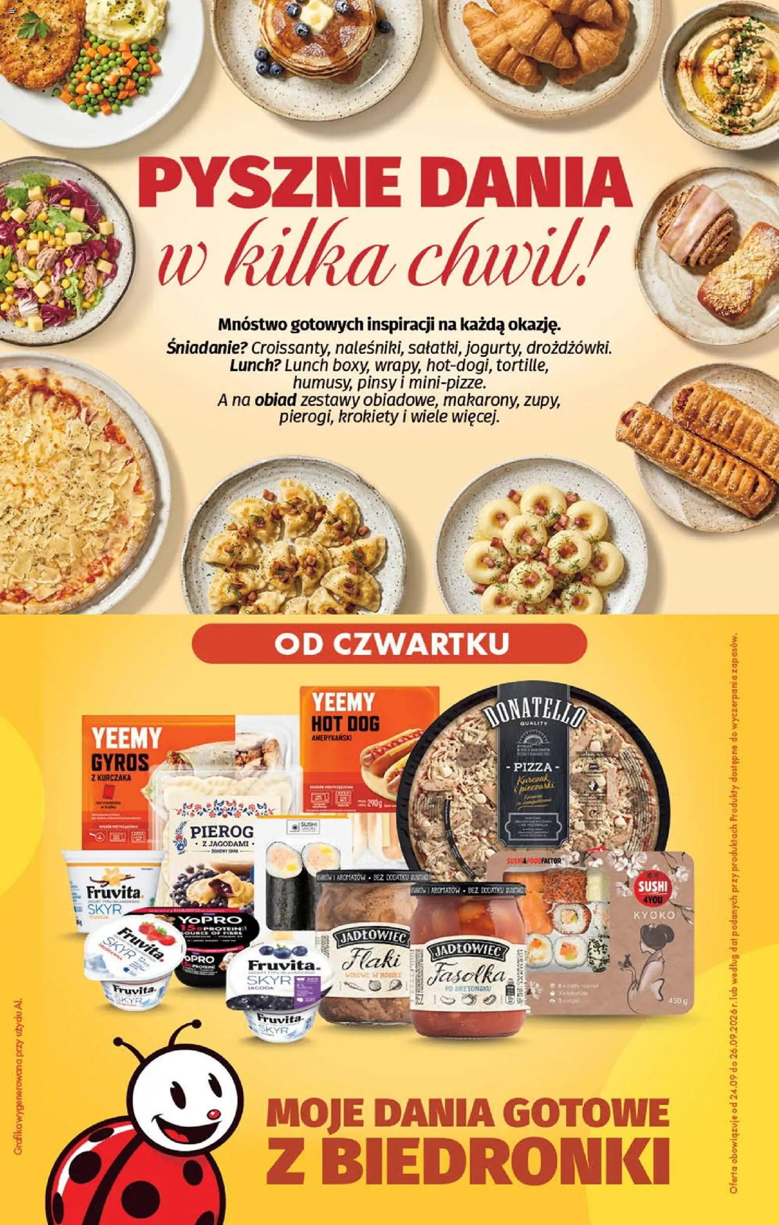 Biedronka gazetka - Szybki lunch od 24.09.2026 | Strona: 1 | Produkty: Tosty, Przekąski, Pizza, Hot dog