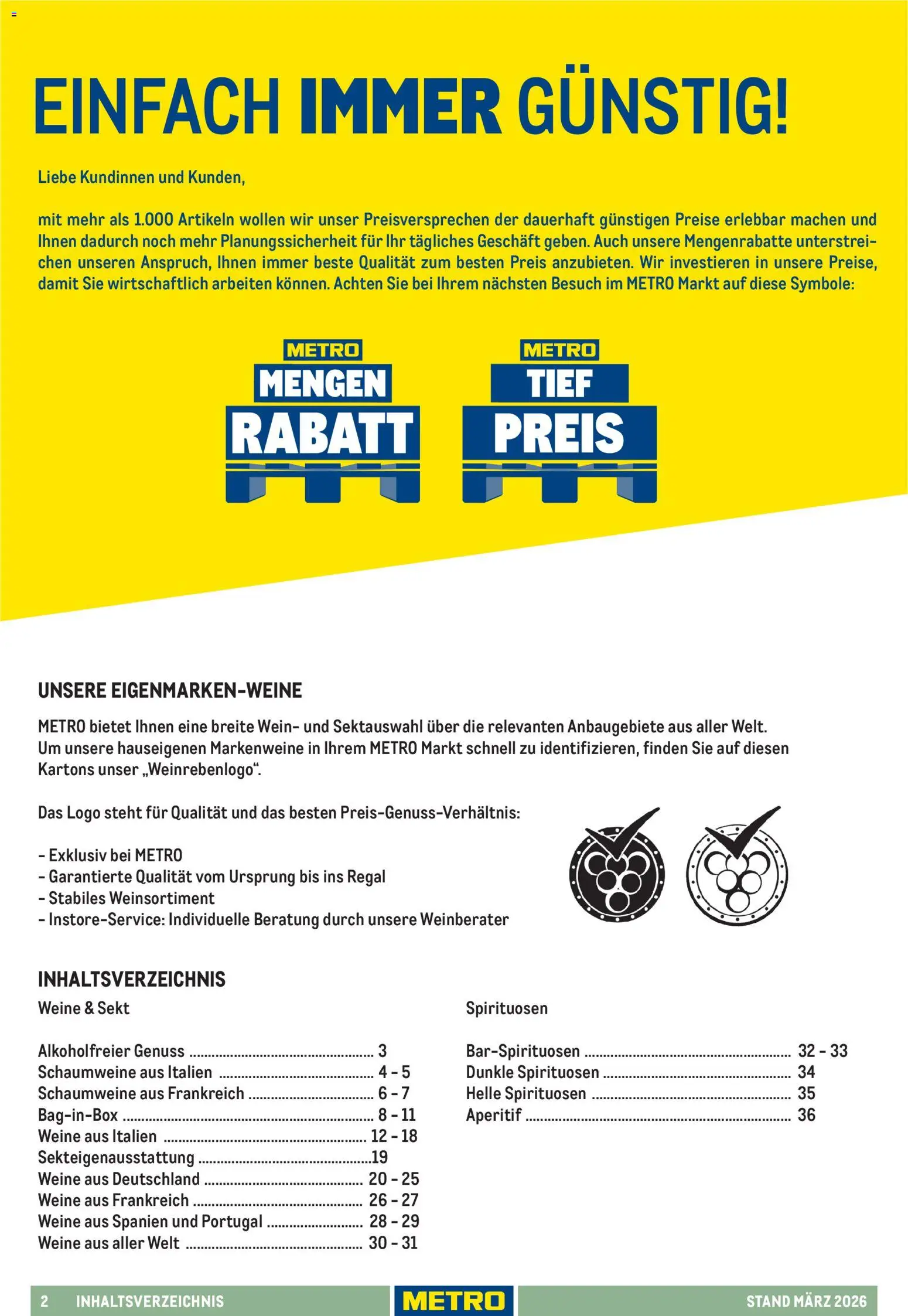 Metro Hauswein-Katalog – gültig ab 03.03.2026 | Seite: 2 | Produkte: Regal, Sekt, Wein