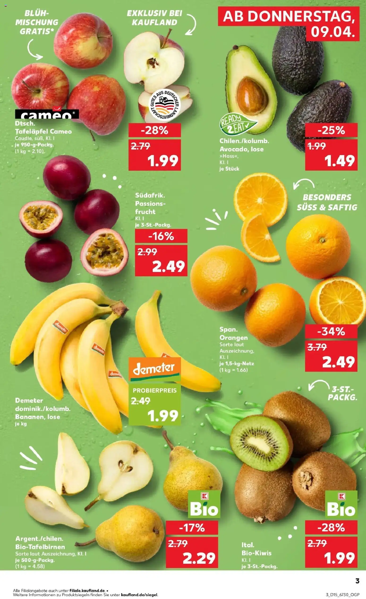 Kaufland Prospekt Zeitz	 – gültig ab 08.04.2026 | Seite: 3 | Produkte: Orangen, Avocado, Kiwi