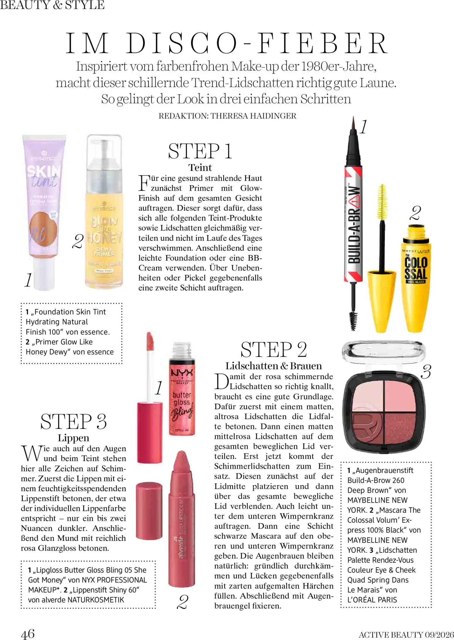 dm drogerie markt Active Beauty Magazin 09/2026 gültig ab 01.09.2026 | Seite: 46 | Produkte: BB Cream, Lidschatten, Lippenstift, Butter