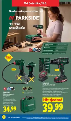 PARKSIDE Aku zračna pumpa i kompresor, Set Prethodno postavljen tlak s automatskim isključivanjem U praktičnom kovčegu Maks. radni tlak: 7 bara Protok zraka: 70 m³ - Pregled kataloga iz trgovine Lidl, vrijedi od 08.06.2026 | Stranica: 44