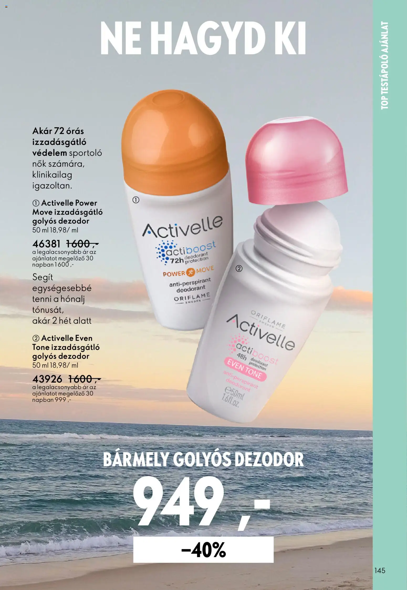 Oriflame akciós ujság - amely érvényes a következő dátumtól: 27.05.2026 | Oldal: 145 | Termékek: Testápoló, Dezodor, Izzadásgátló