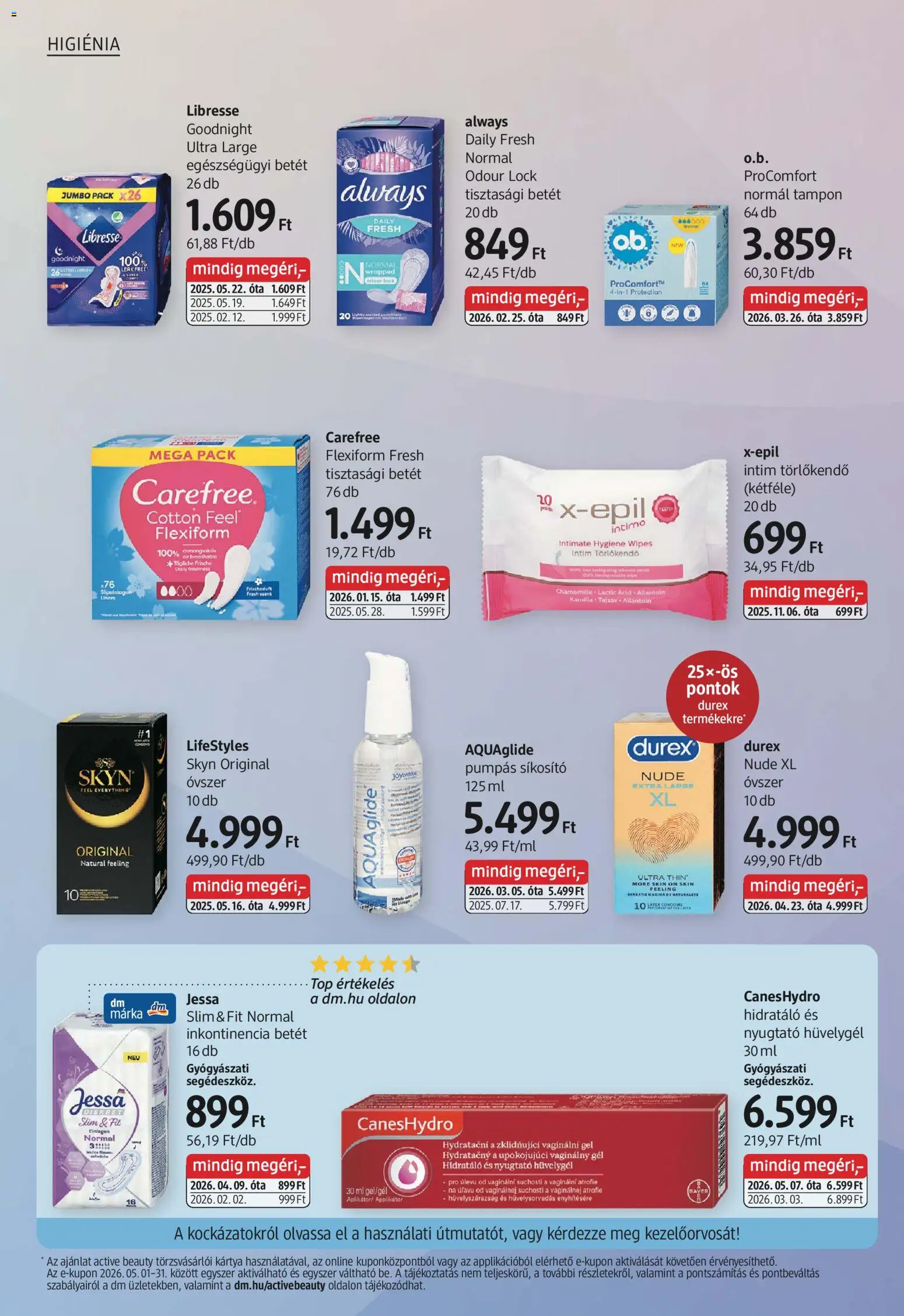 DM Drogerie Markt akciós ujság - amely érvényes a következő dátumtól: 07.05.2026 | Oldal: 12 | Termékek: Sikosító, Törlőkendő, Applikátor, Tisztasági betét