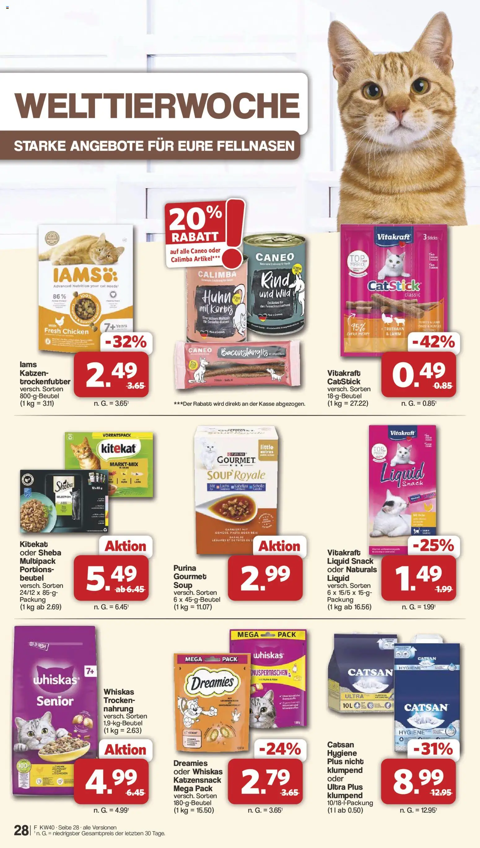 Famila Nordwest Prospekt – gültig ab 28.09.2026 | Seite: 28 | Produkte: Catsan, Sheba, Gemüse, Reis