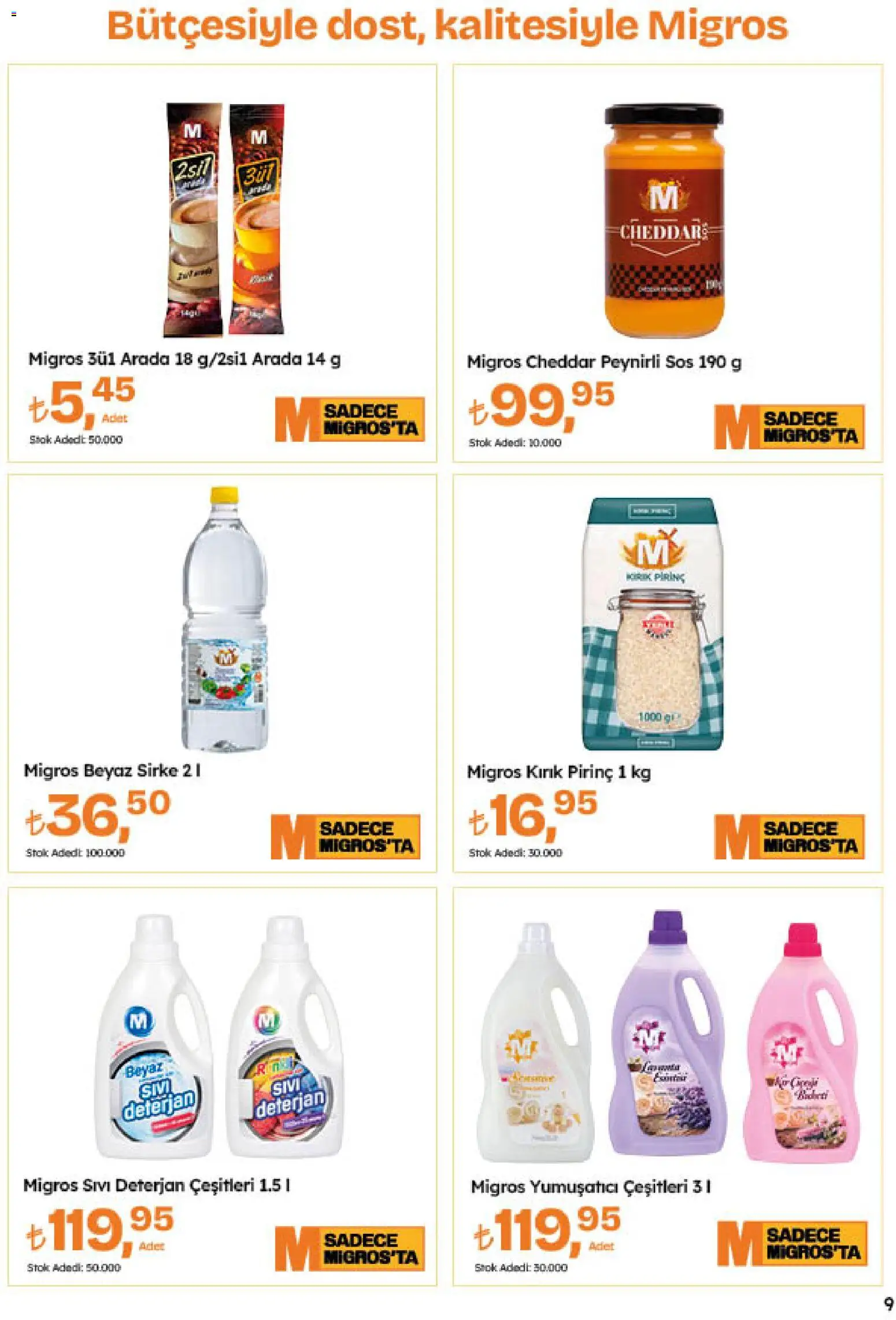 Migros Katalog - 5M Migroskop Dijital - 06 Ağustos 2026 tarihinden itibaren geçerlidir | Sayfa: 9 | Ürünler: Yumuşatıcı, Sirke, Pirinç, Sos