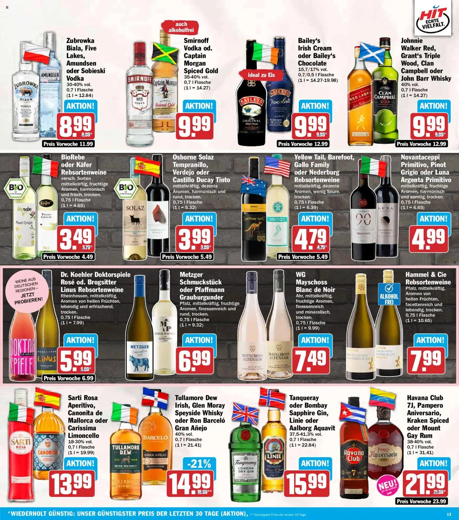 HIT Prospekt – gültig ab 10.08.2026 | Seite: 13 | Produkte: Osborne, Smirnoff, Vodka, Whiskey