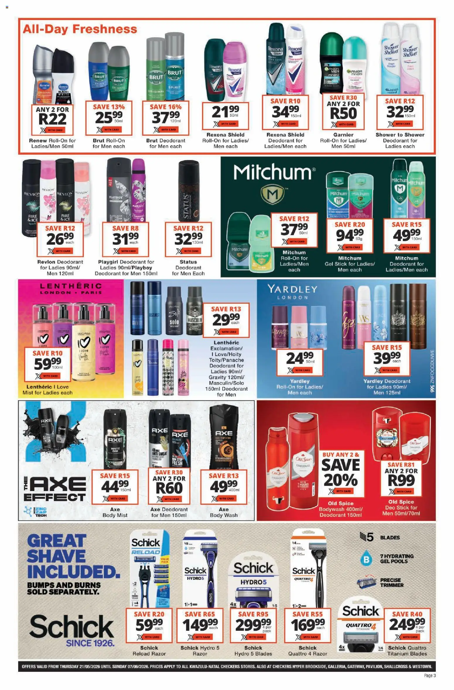 New Checkers catalogue – valid from 21.05.2026 | Page: 3 | Products: Shirts, Shower, Powder, Body wash