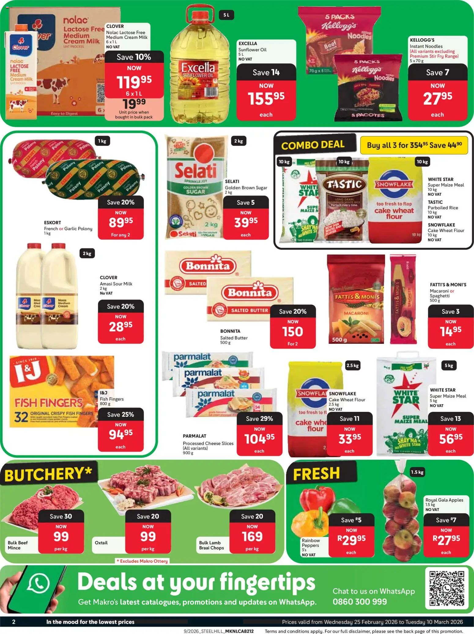 New Makro catalogue – valid from 25.02.2026 | Page: 2 | Products: Milk, Oil, Polony, Noodles