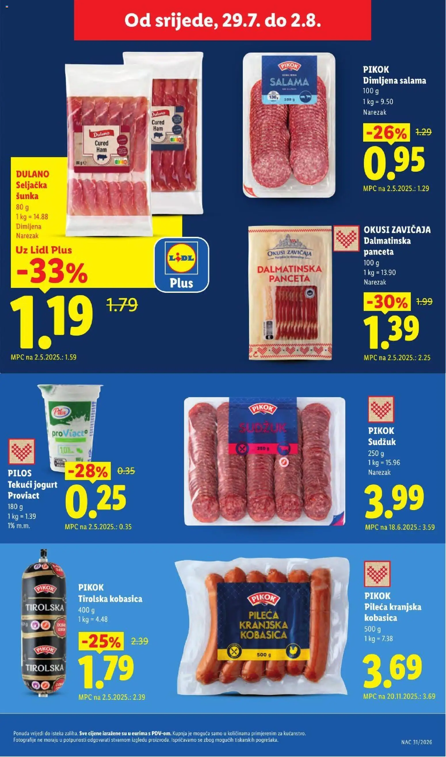 Lidl katalog | vrijedi od 23.07.2026 | Stranica: 55 | Proizvodi: Jogurt, Narezak, Kobasica, Panceta