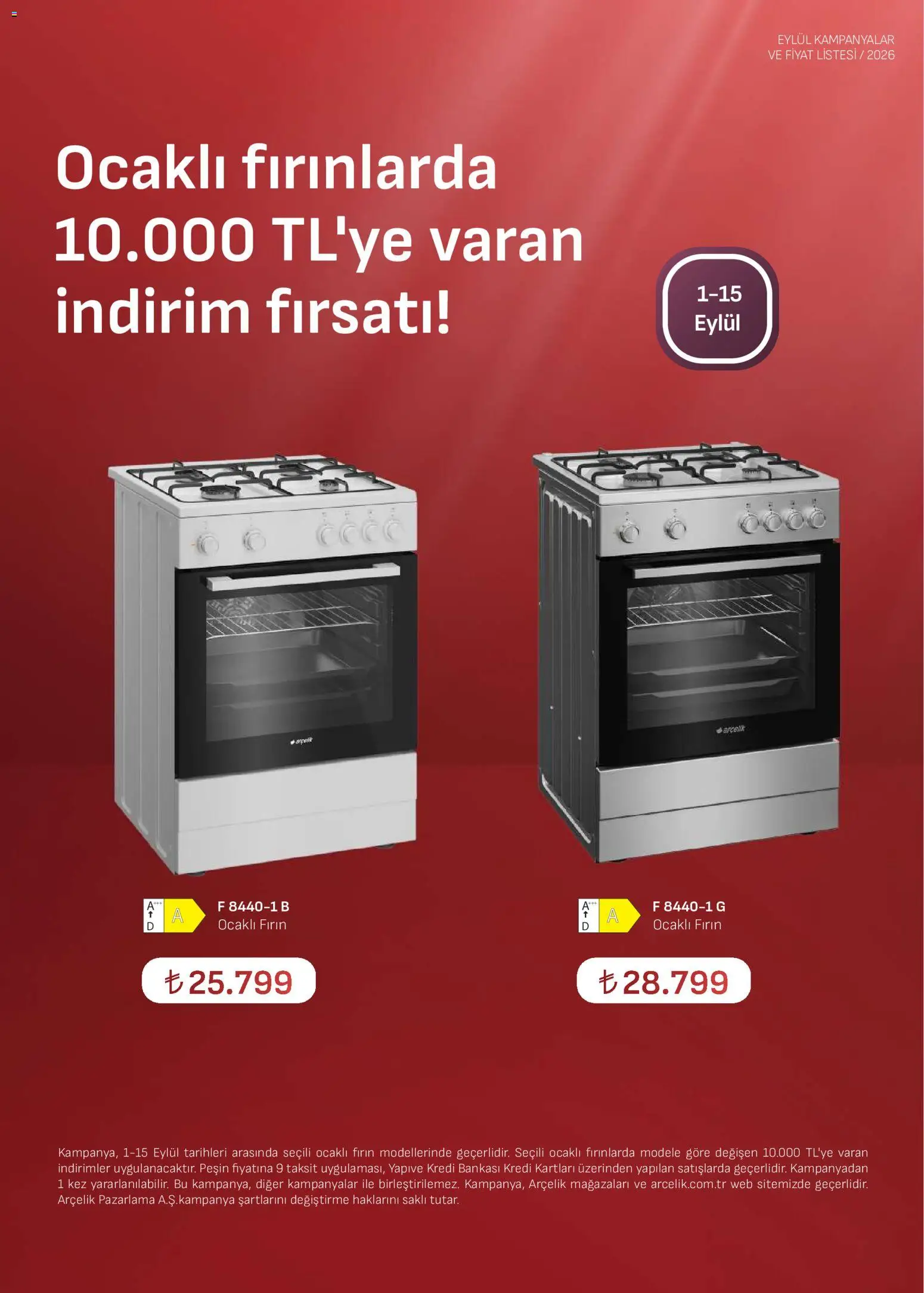 Arçelik - Ankastre Kataloğu - 01 Eylül 2026 tarihinden itibaren geçerlidir | Sayfa: 7 | Ürünler: Fırın