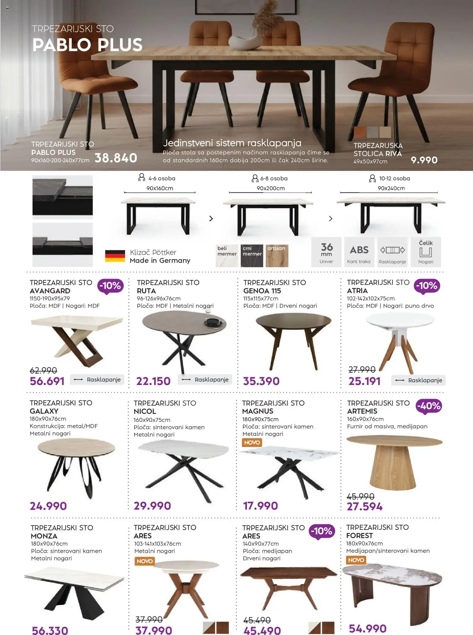 Matis katalog - važi od 01.08.2026 | Strana: 18 | Proizvode: Sto, Stolica, Trpezarijski sto