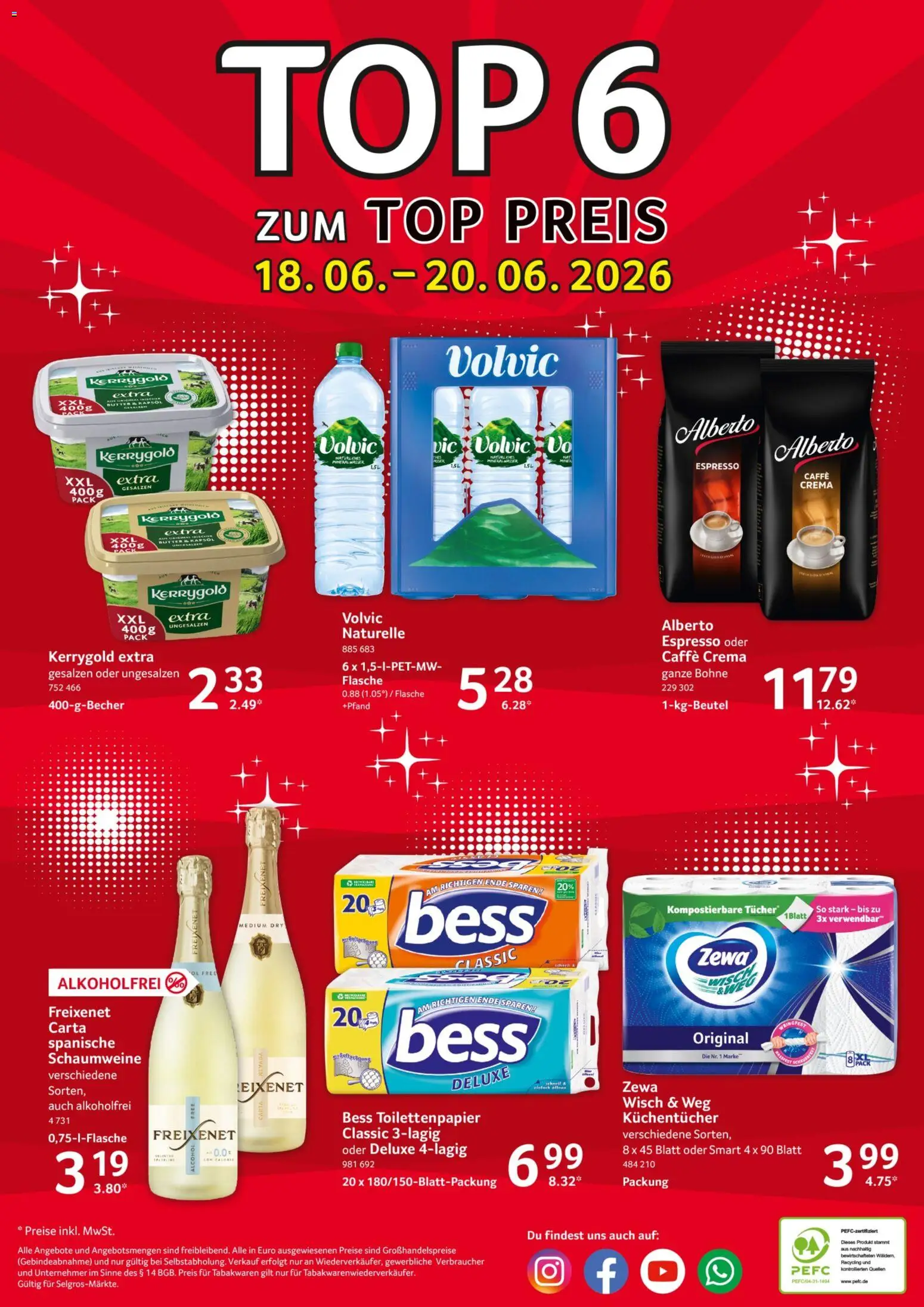 Selgros Prospekt – gültig ab 18.06.2026 | Seite: 28 | Produkte: Top, Butter, Freixenet, Mineralwasser