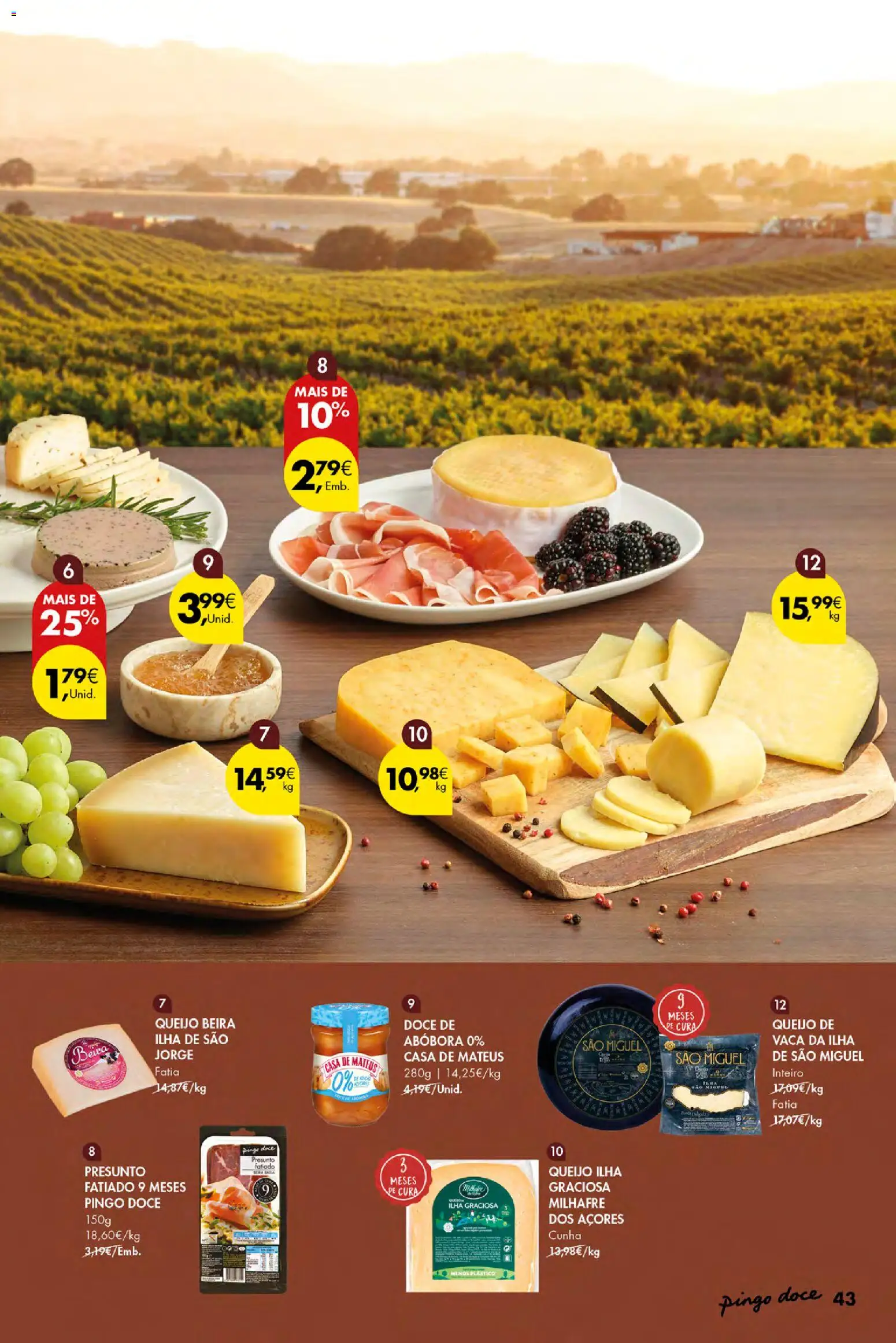 Pingo Doce Vinhos e Sabores de Portugal Açores │ válido de 17/09/2026 | Página: 43 | Produtos: Queijo, Presunto, Abóbora