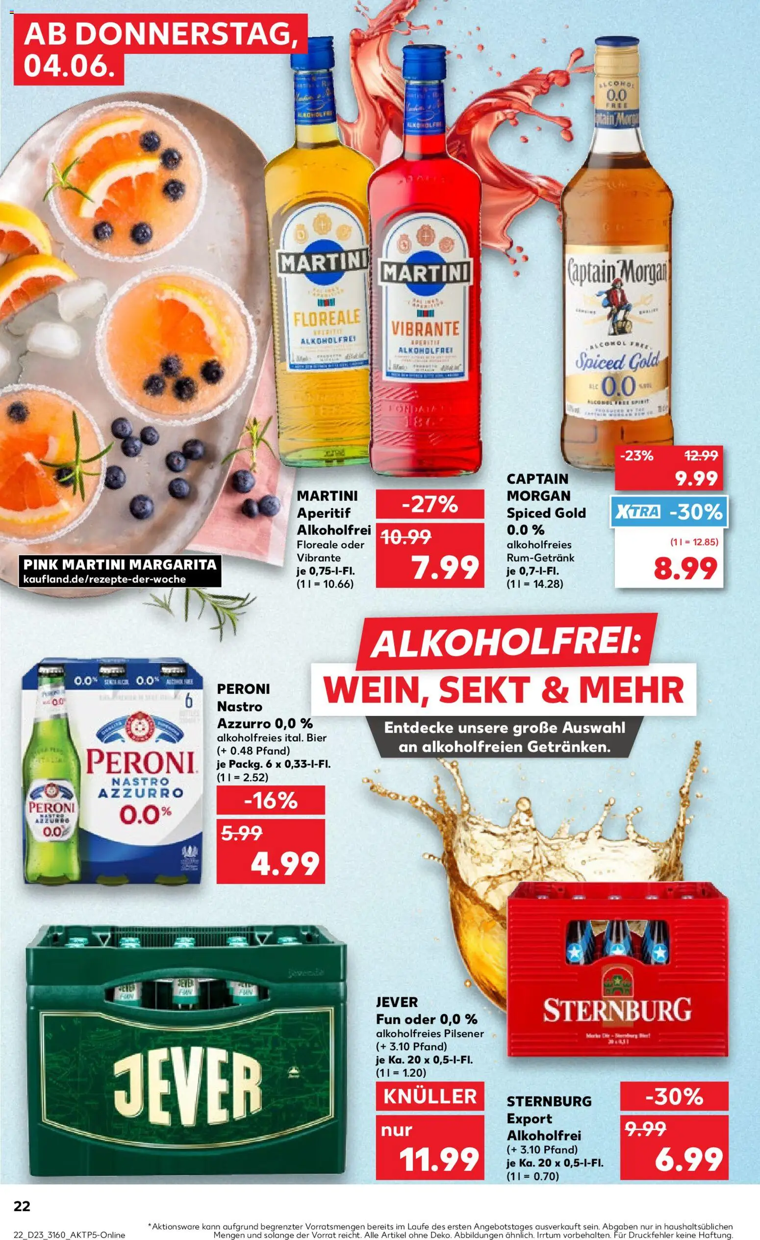 Kaufland Prospekt Frankfurt (Oder) – gültig ab 04.06.2026 | Seite: 22 | Produkte: Bier, Sekt, Jever, Captain morgan