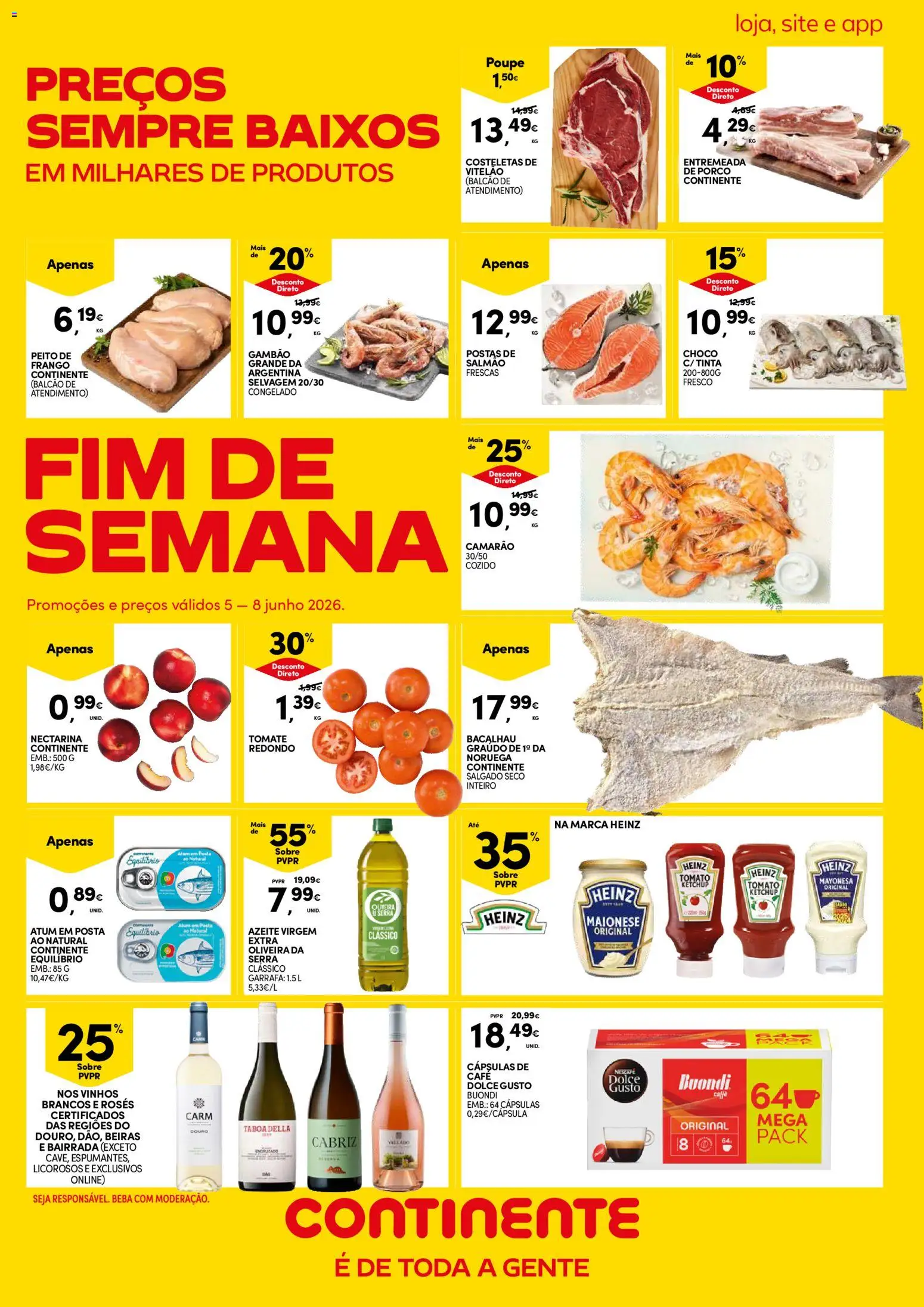 Continente Fim de Semana à Continente │ válido de 05.06.2026 | Página: 1 | Produtos: Azeite, Peito de frango, Maionese, Tomate