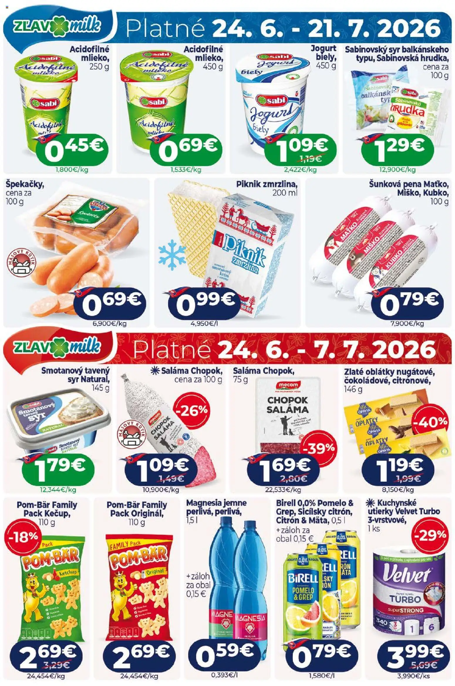 Nové Milk Agro akcie – leták je platný od 24.06.2026 | Strana: 16 | Produkty: Birell, Zmrzlina, Pomelo, Grep