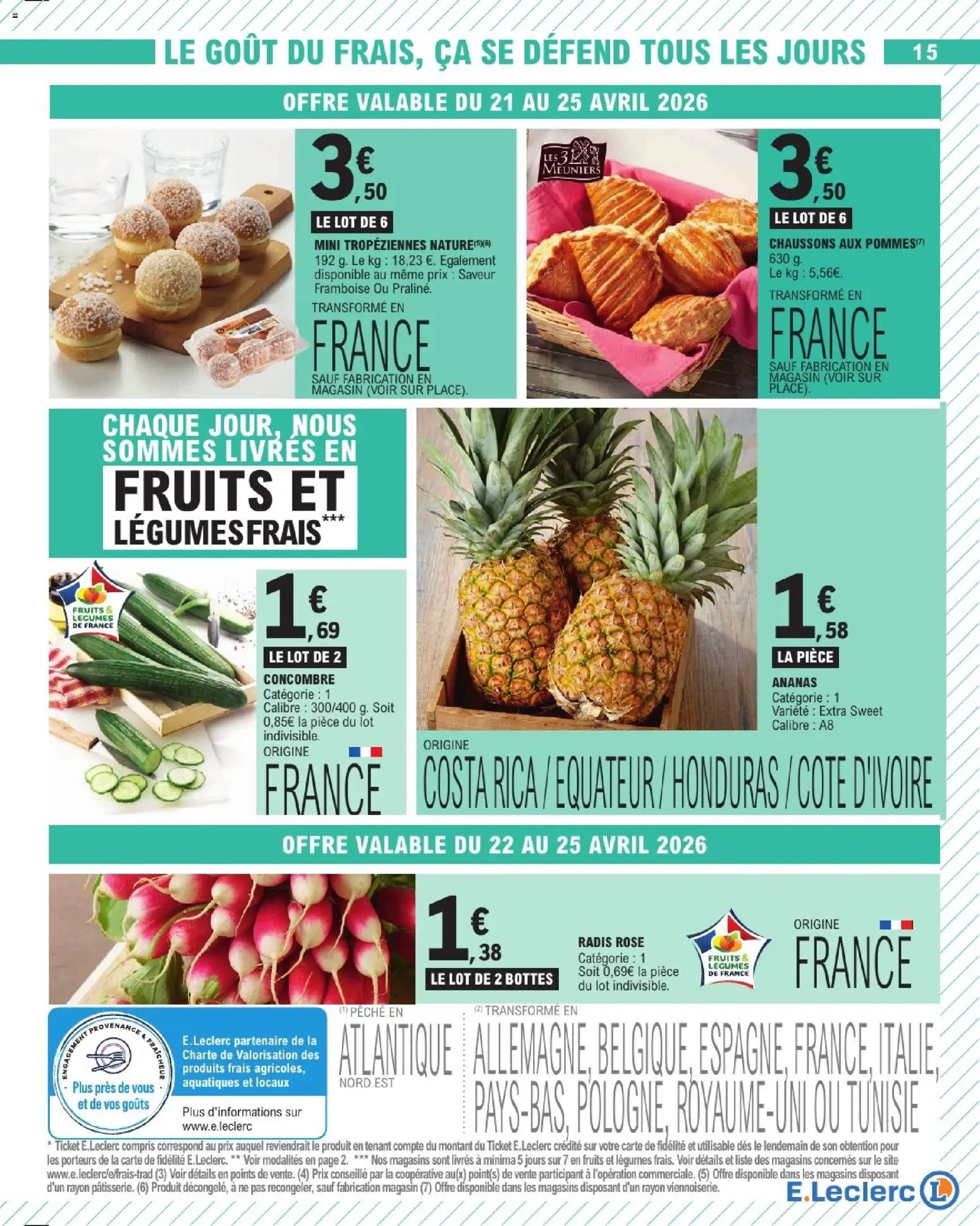 {H1} | Page: 15 | Produits: Concombre, Pommes, Ananas, Chaussons