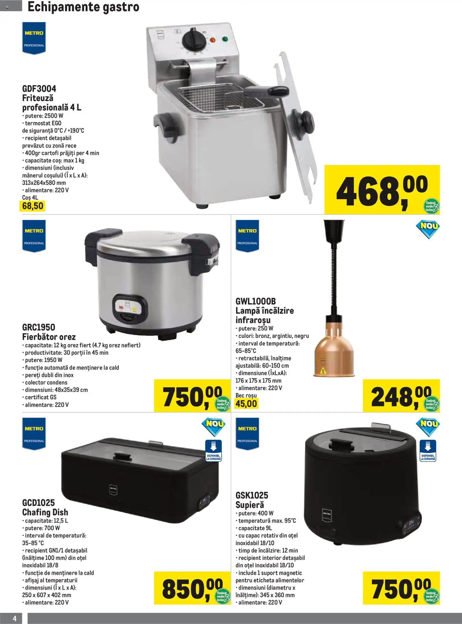 Noul catalog Metro – valabil de la 01.10.2026 | Pagină: 4 | Produse: Bec, Gastro, Friteuză, Coș