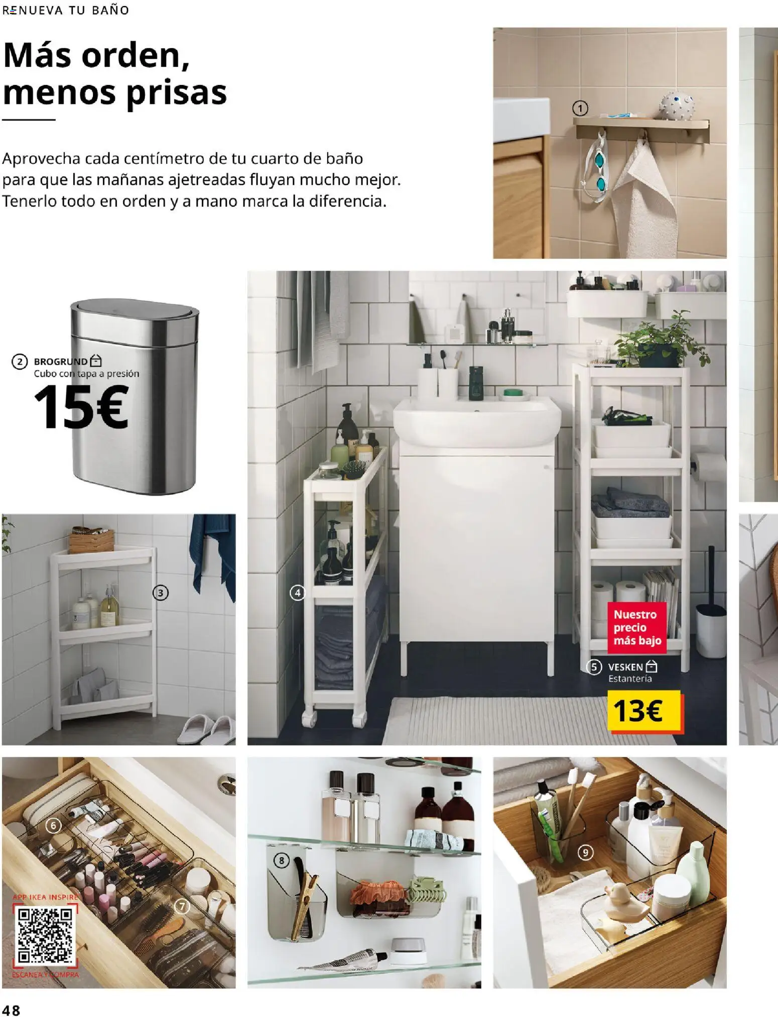 IKEA - Accesorios y decoración │ válido desde el 01/09/2026 | Página: 48 | Productos: Estantería, Cubo con tapa, Baño