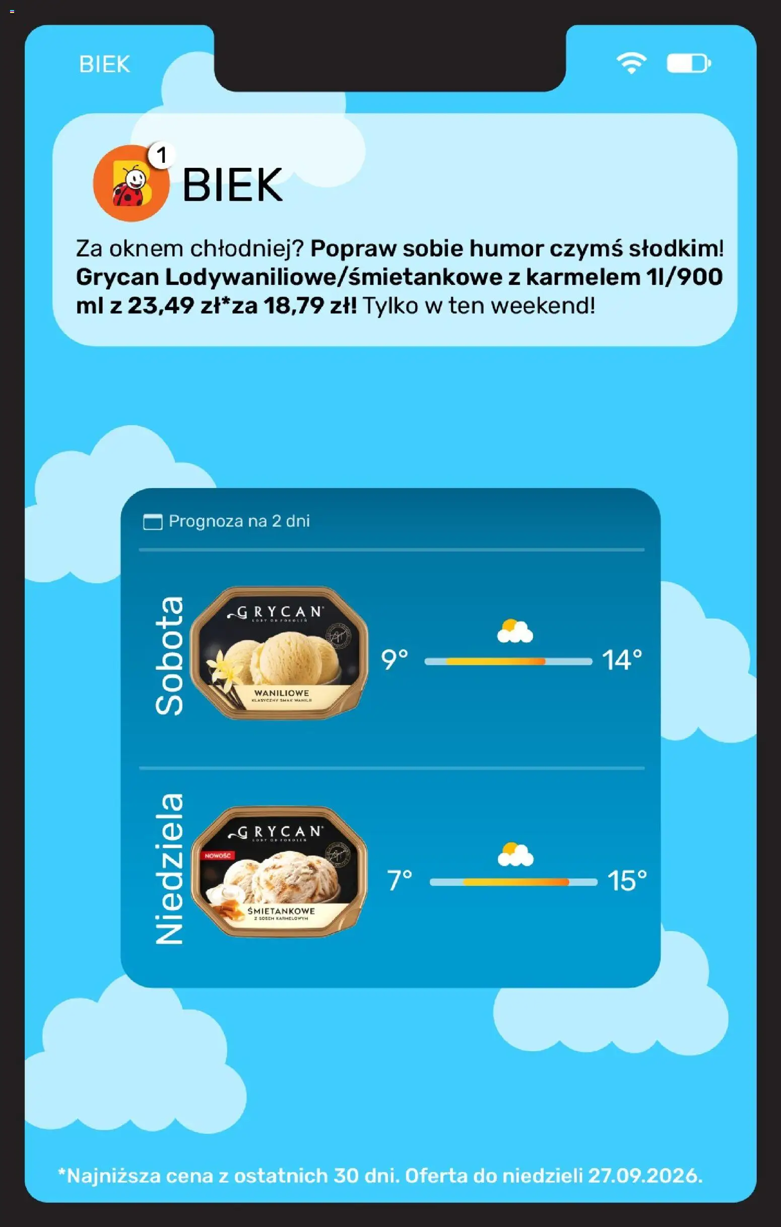 Biedronka gazetka - Biek od 26.09.2026 | Strona: 27 | Produkty: Grycan lody, Grycan, Lody