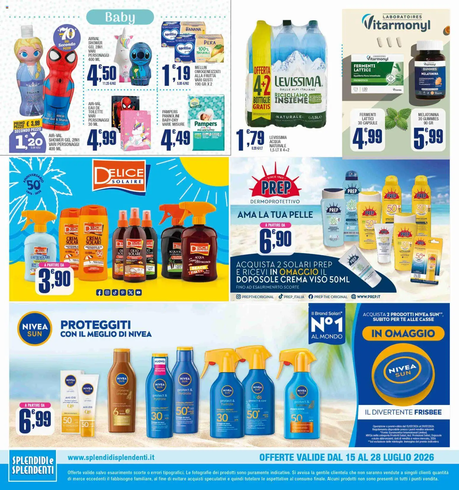 Volantino Splendidi e Splendenti del 15/07/2026 | Pagina: 16 | Prodotti: Crema viso, Frutta, Pera, Pampers