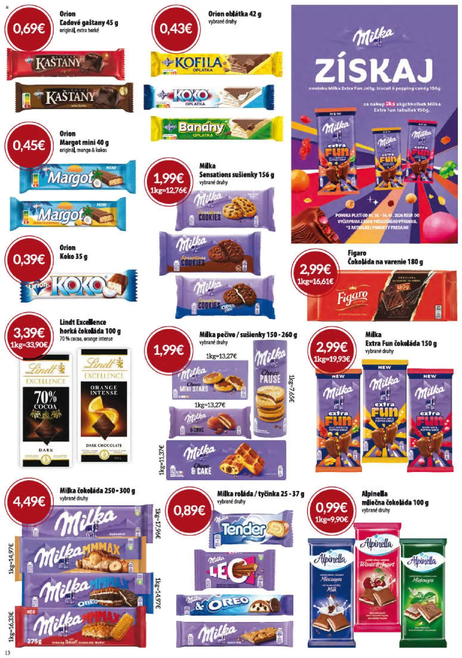 Nové CBA Verex akcie – leták je platný od 01.10.2026 | Strana: 13 | Produkty: Kokos, Sušienky, Čokoláda, Pečivo