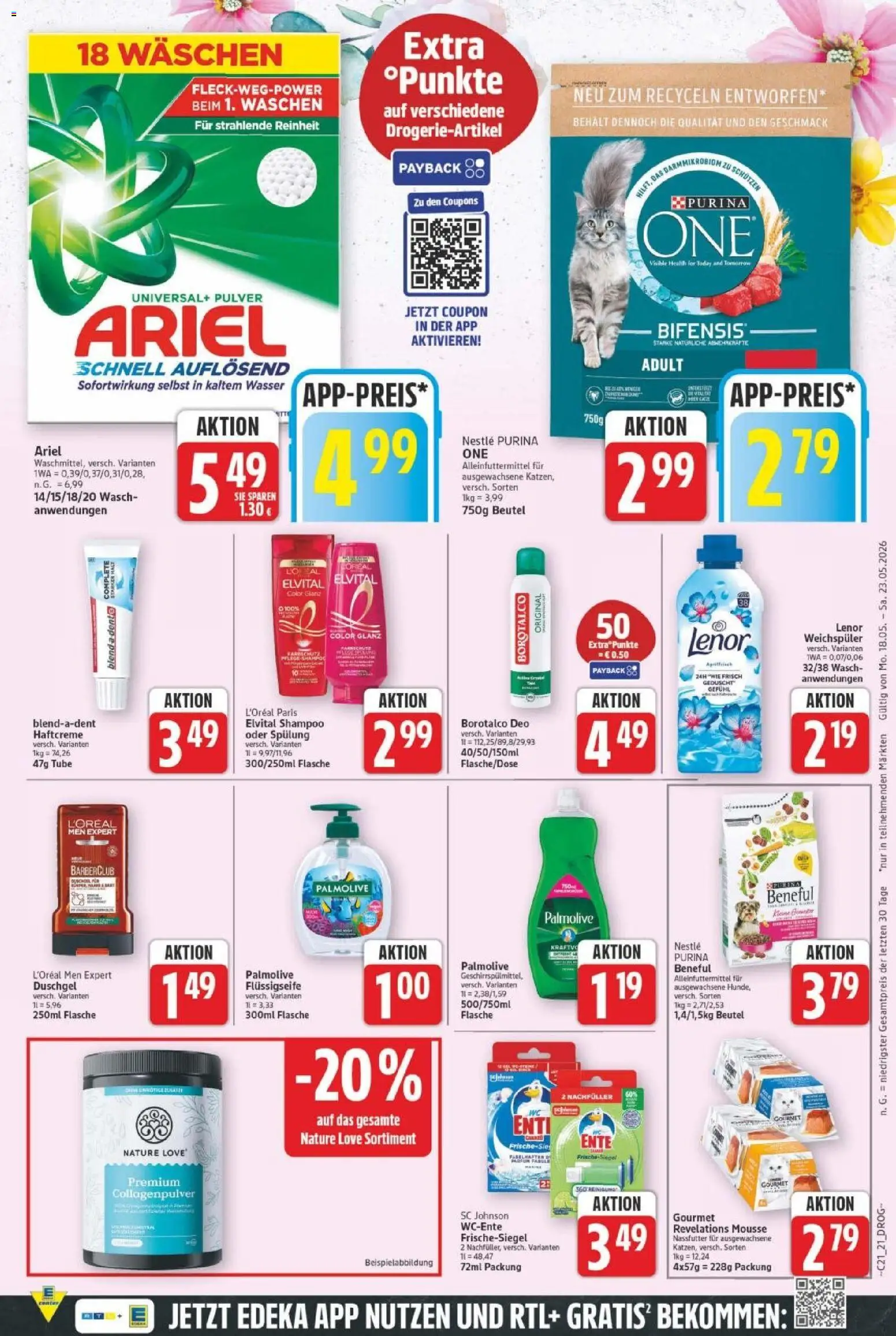 E center Prospekt 	 – gültig ab 18.05.2026 | Seite: 23 | Produkte: Ariel, Spülung, Wasser, Weichspüler