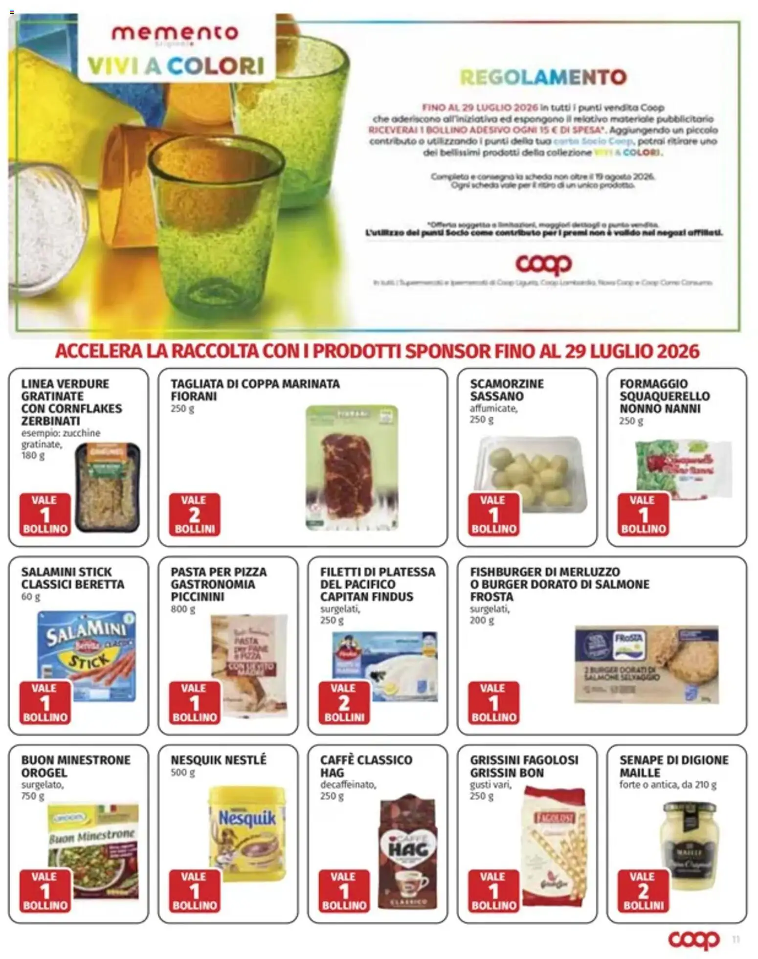 Volantino COOP del 23/07/2026 | Pagina: 11 | Prodotti: Caffè, Salmone, Zucchine, Grissini