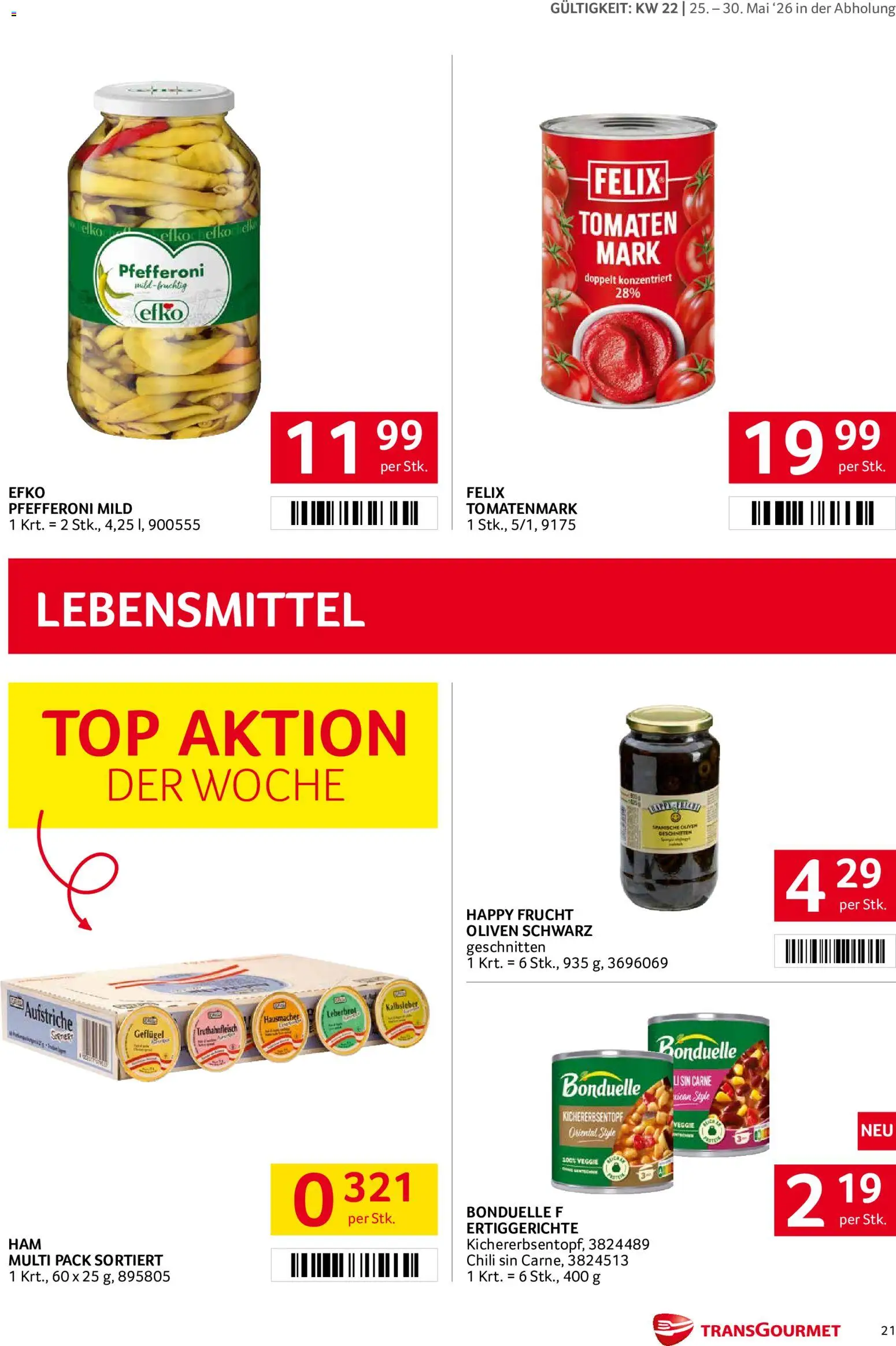 Transgourmet Flugblatt gültig ab 25.05.2026 | Seite: 20 | Produkte: Chili, Libacomb, Szeder, Tomaten