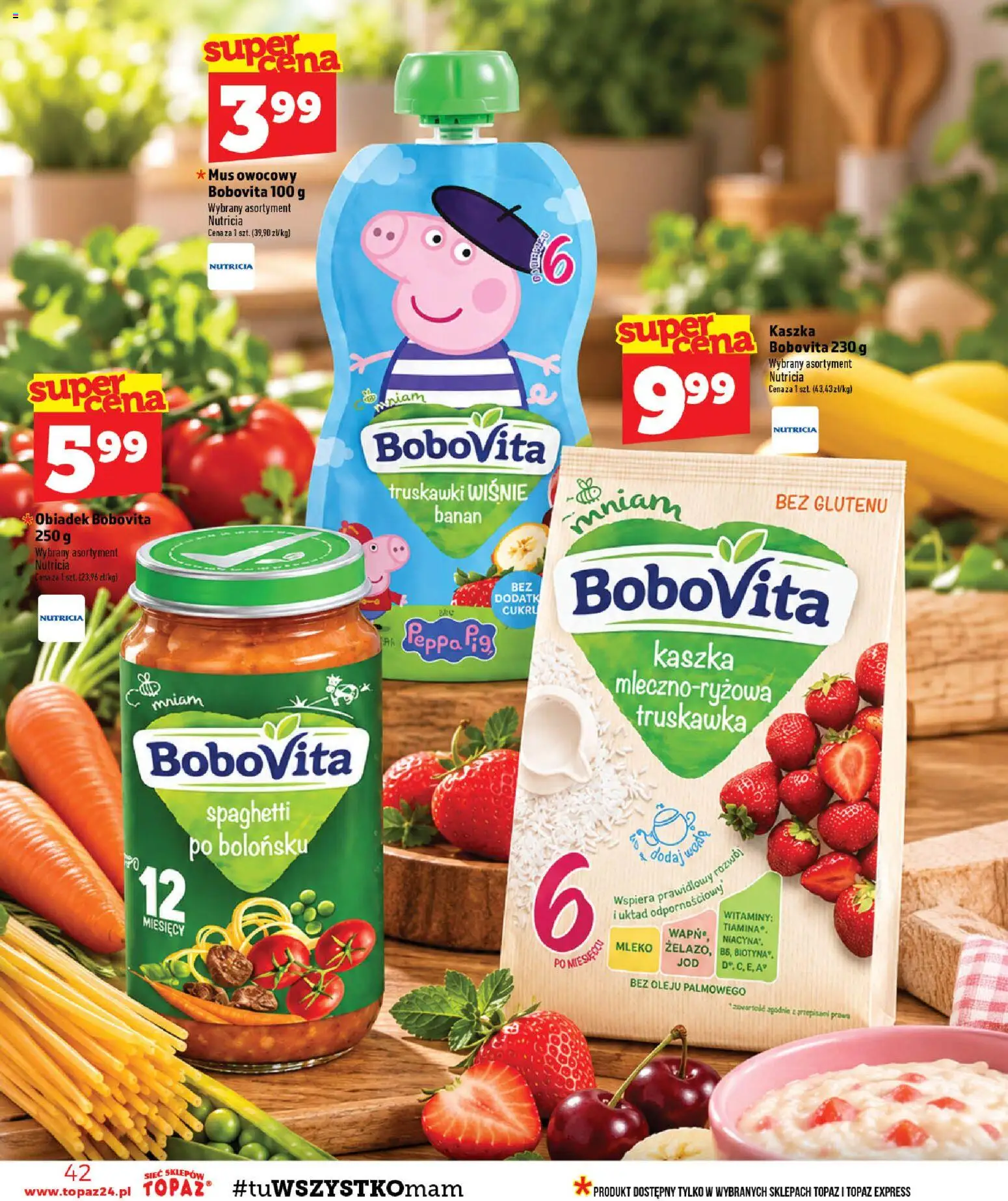 Topaz gazetka - MAZ od 22.10.2026 | Strona: 42 | Produkty: Kaszka bobovita, Wiśnie, Banan, Truskawki