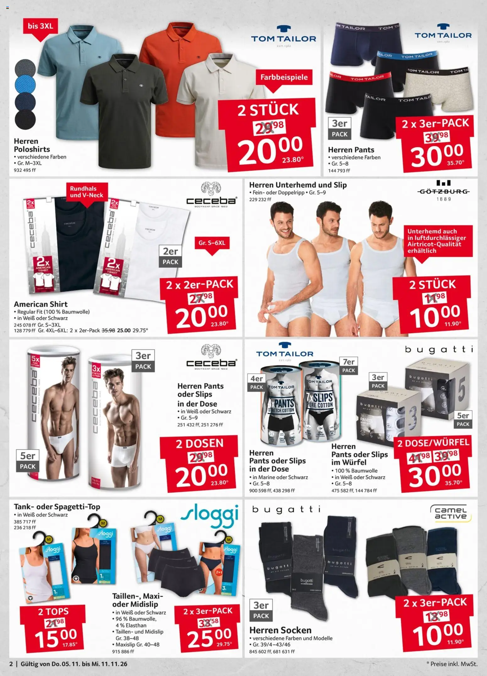 Selgros Non Food – gültig ab 05.11.2026 | Seite: 2 | Produkte: Shirt, Unterhemd, Socken, Slip
