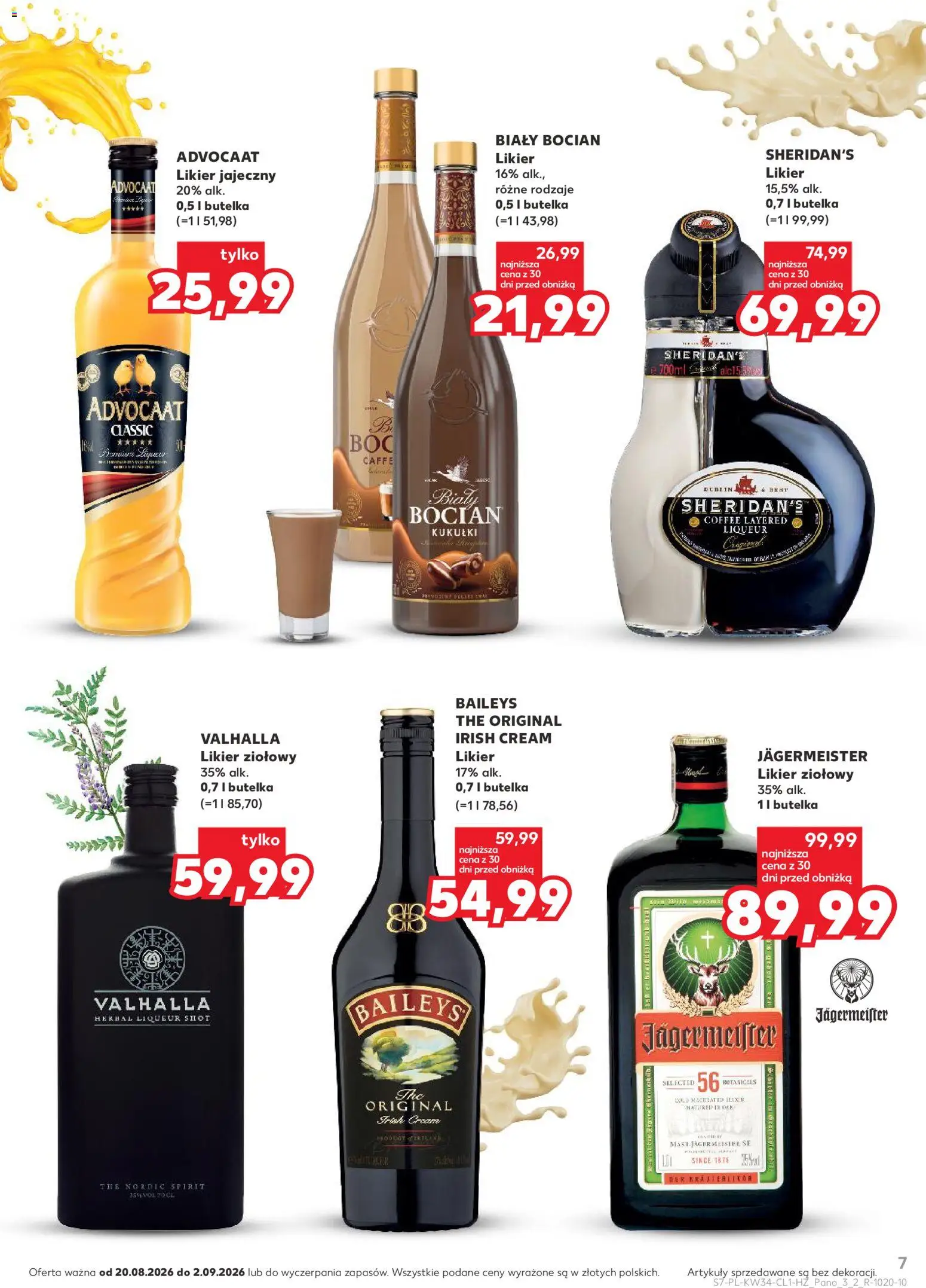 Kaufland Polsko leták - Barek od 20.08.2026 | Strana: 7 | Produkty: Jägermeister, Sheridan's, Irish cream, Baileys
