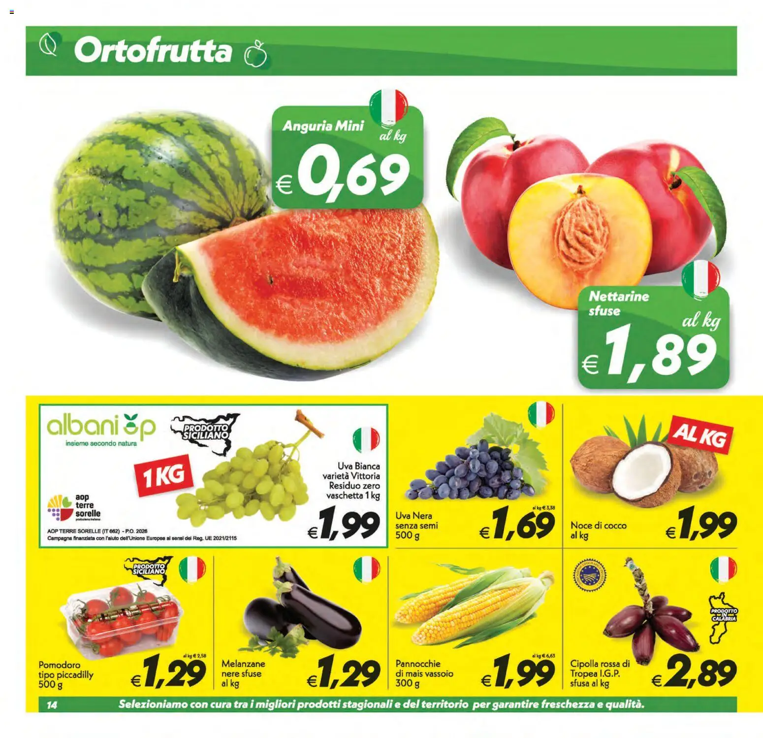 Volantino SuperConveniente del 31/07/2026 | Pagina: 14 | Prodotti: Pomodoro, Anguria, Uva, Cocco
