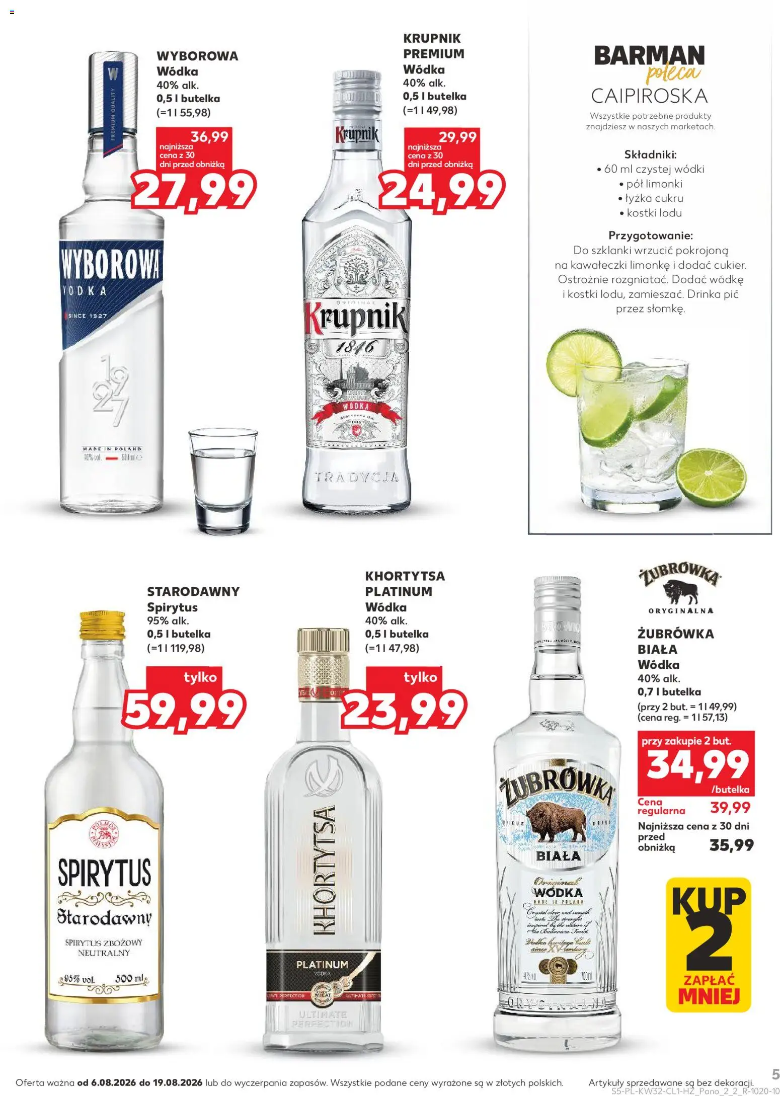 Kaufland Polsko leták - Barek od 06.08.2026 | Strana: 5 | Produkty: Vodka, Zubrowka