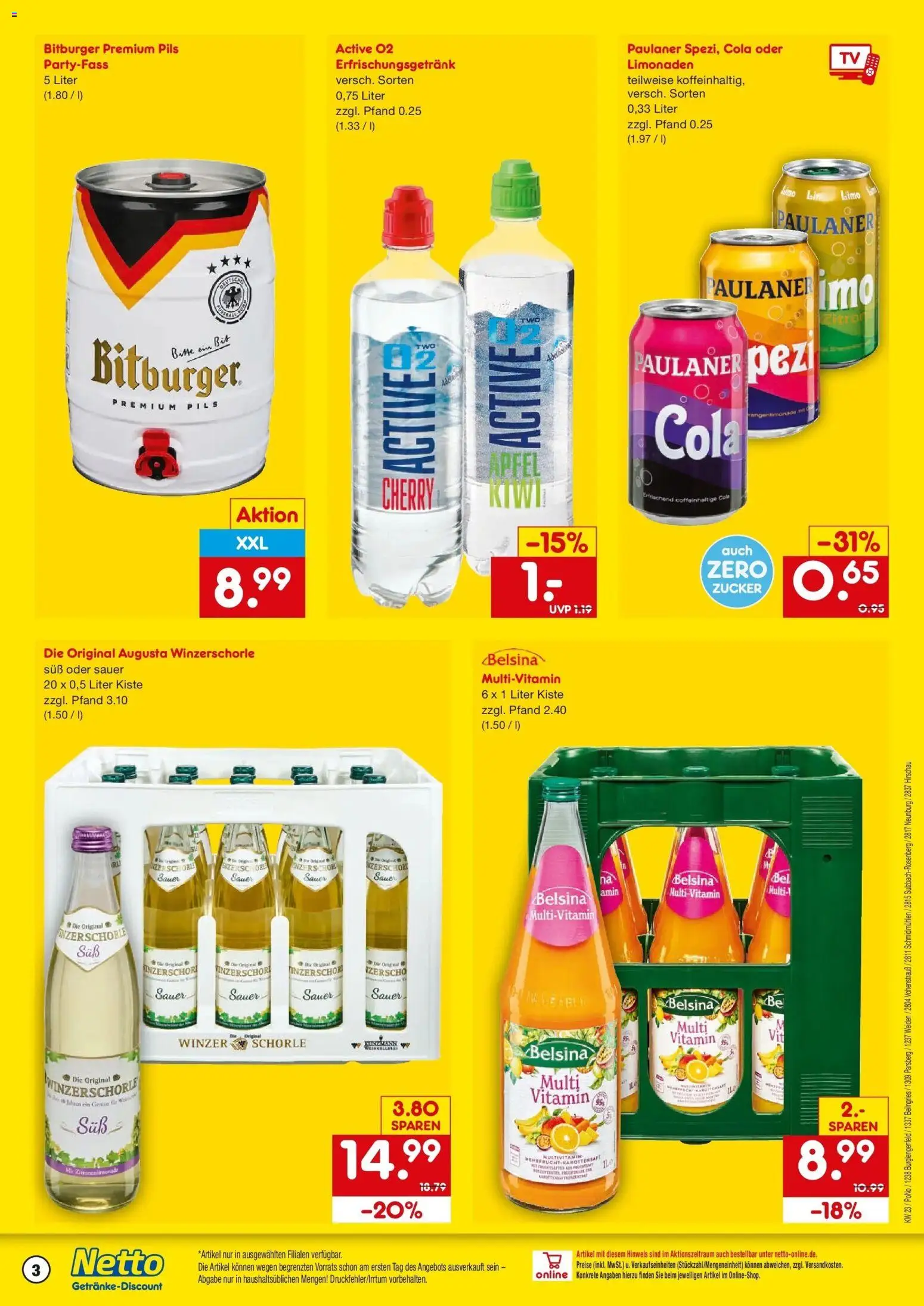 Netto Marken-Discount Prospekt Schmidmühlen – gültig ab 01.06.2026 | Seite: 3 | Produkte: Bitburger, Pils, Zucker, Paulaner
