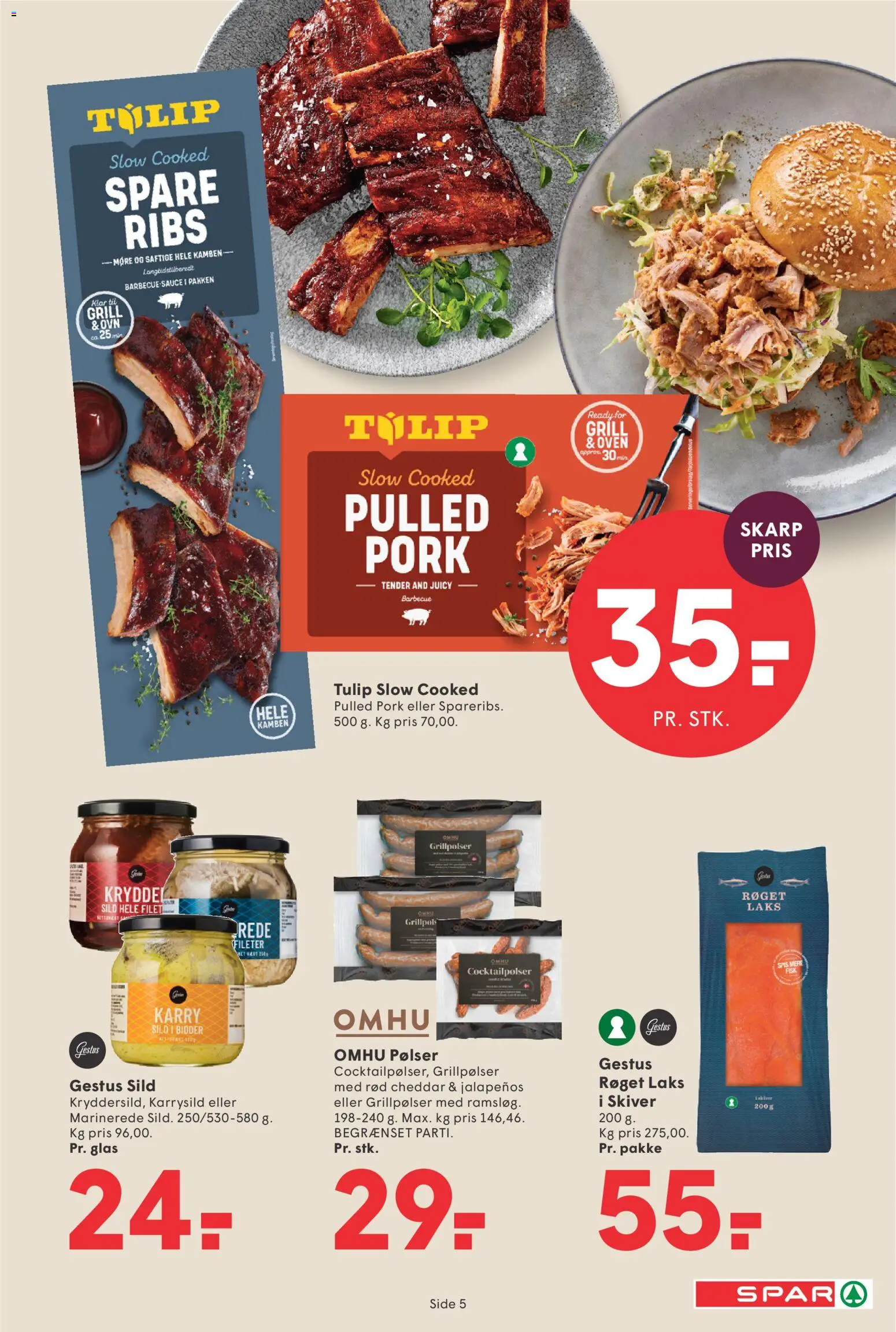Spar tilbudsavis – gyldig fra 21/08/2026 | Side: 5 | Produkter: Pølser, Sild, Grillpølser, Laks
