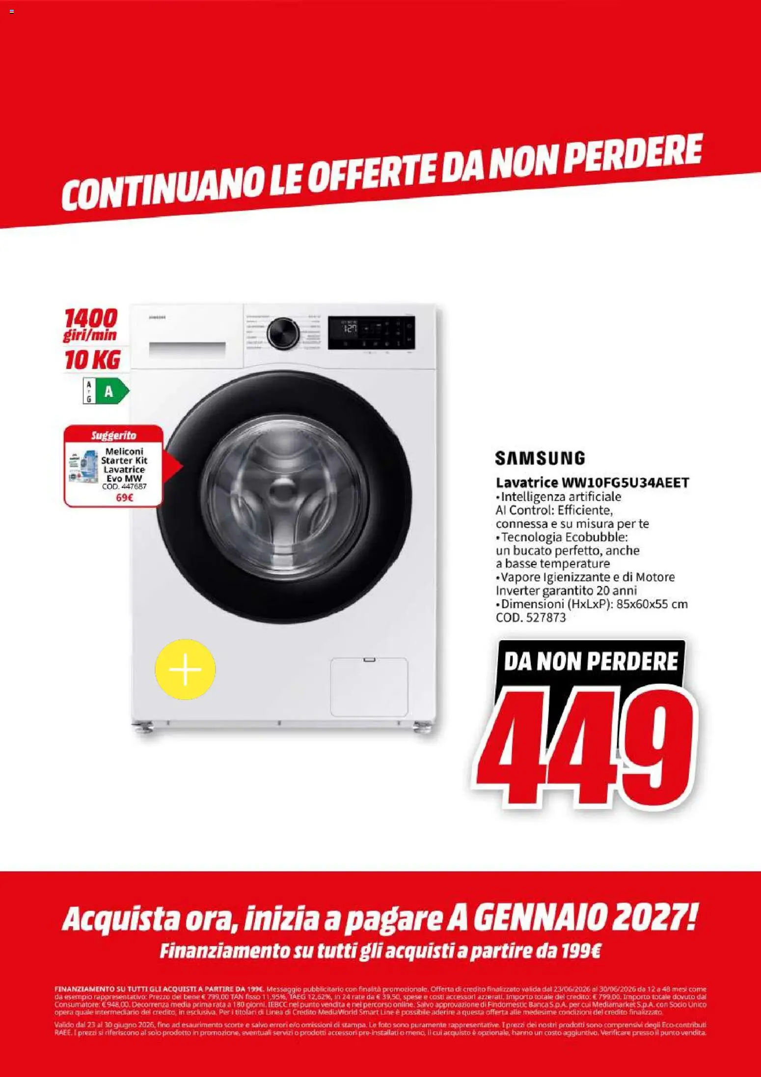 Volantino Media World del 23/06/2026 | Pagina: 71 | Prodotti: Tè, Lavatrice, Samsung